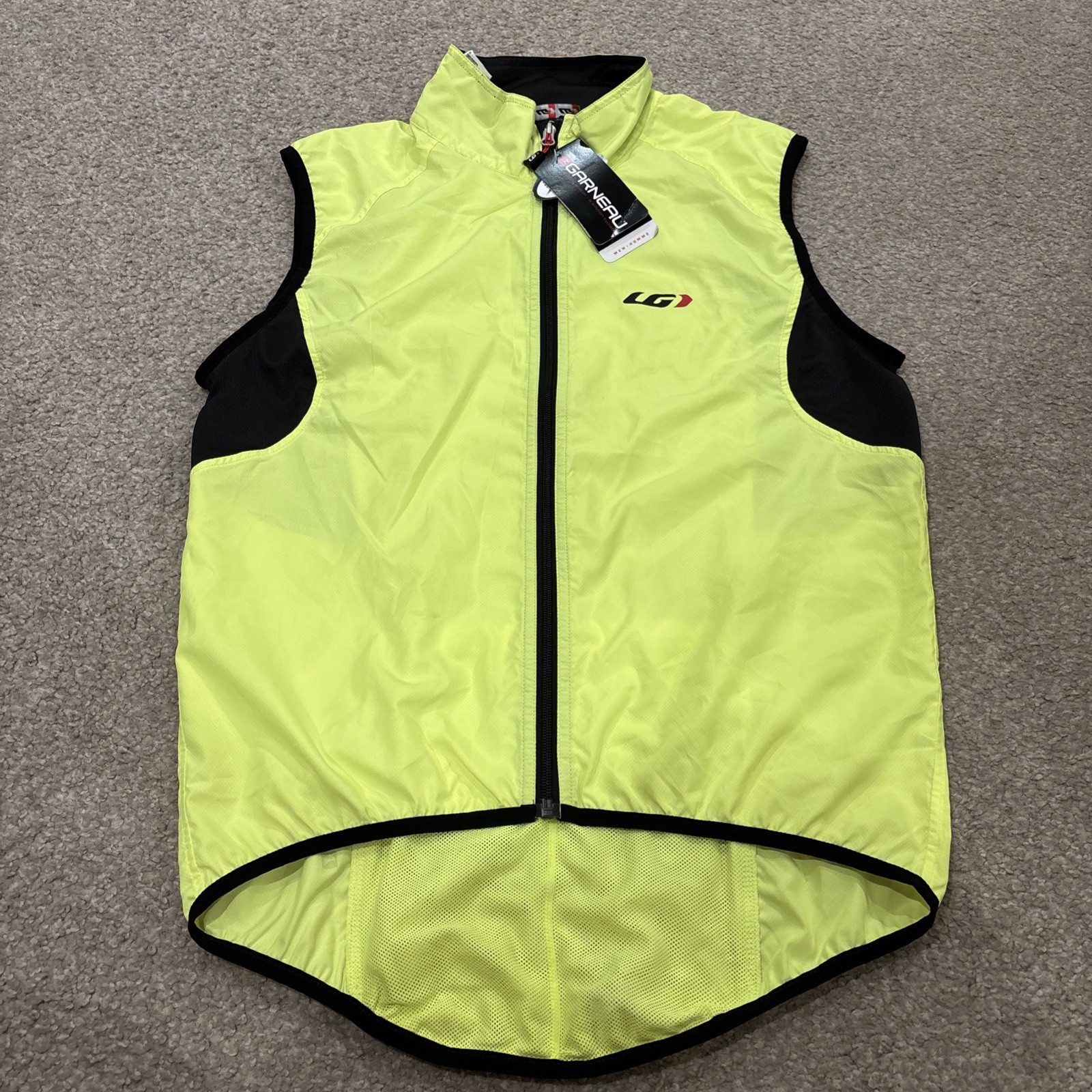 Louis Garneau Men’s Cycling Nova Bright Yellow, Full Zip Vest NWT