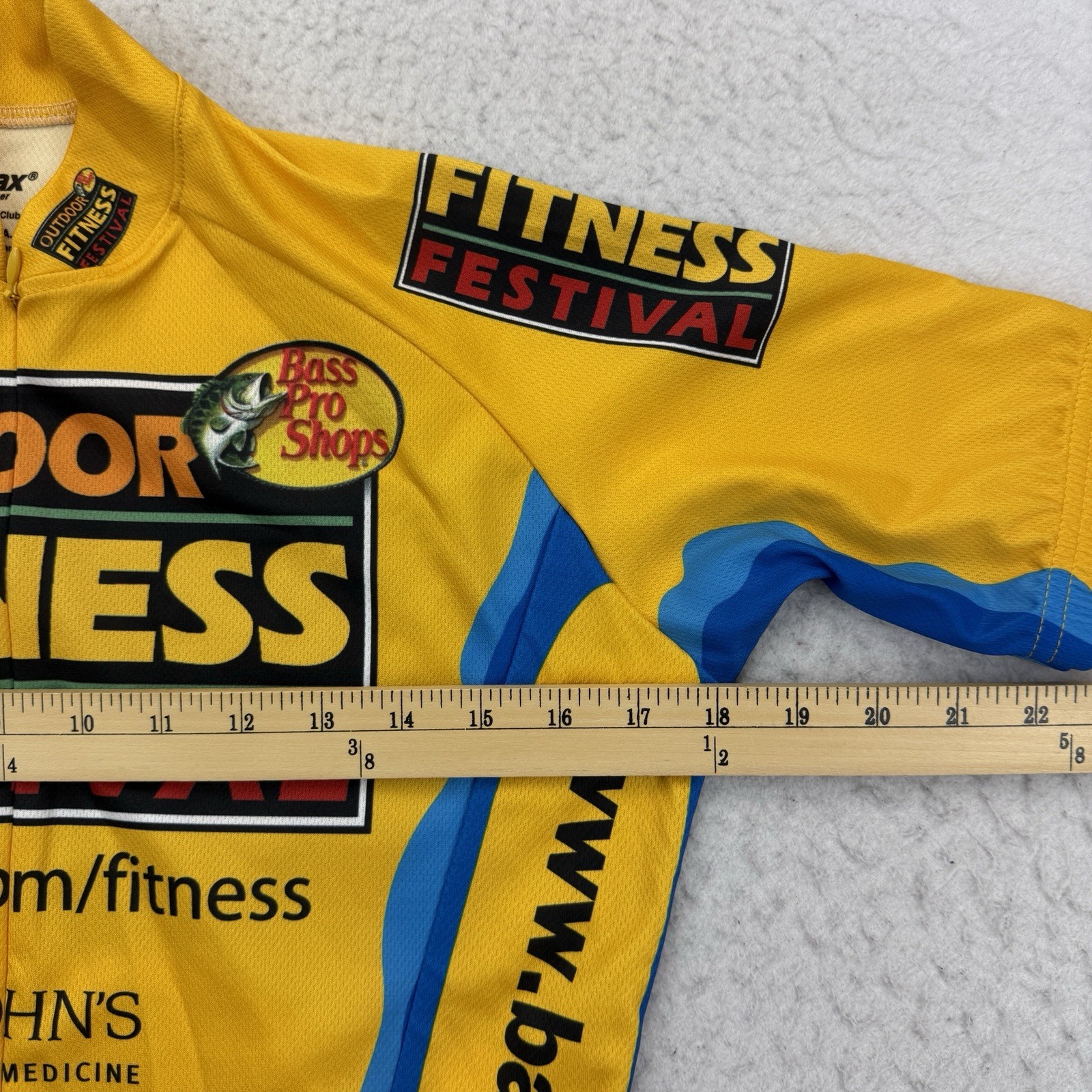 Vomax Bass Pro Shops Cycling Jersey Mens XS Yellow Zip Short Sleeve Outdoor
