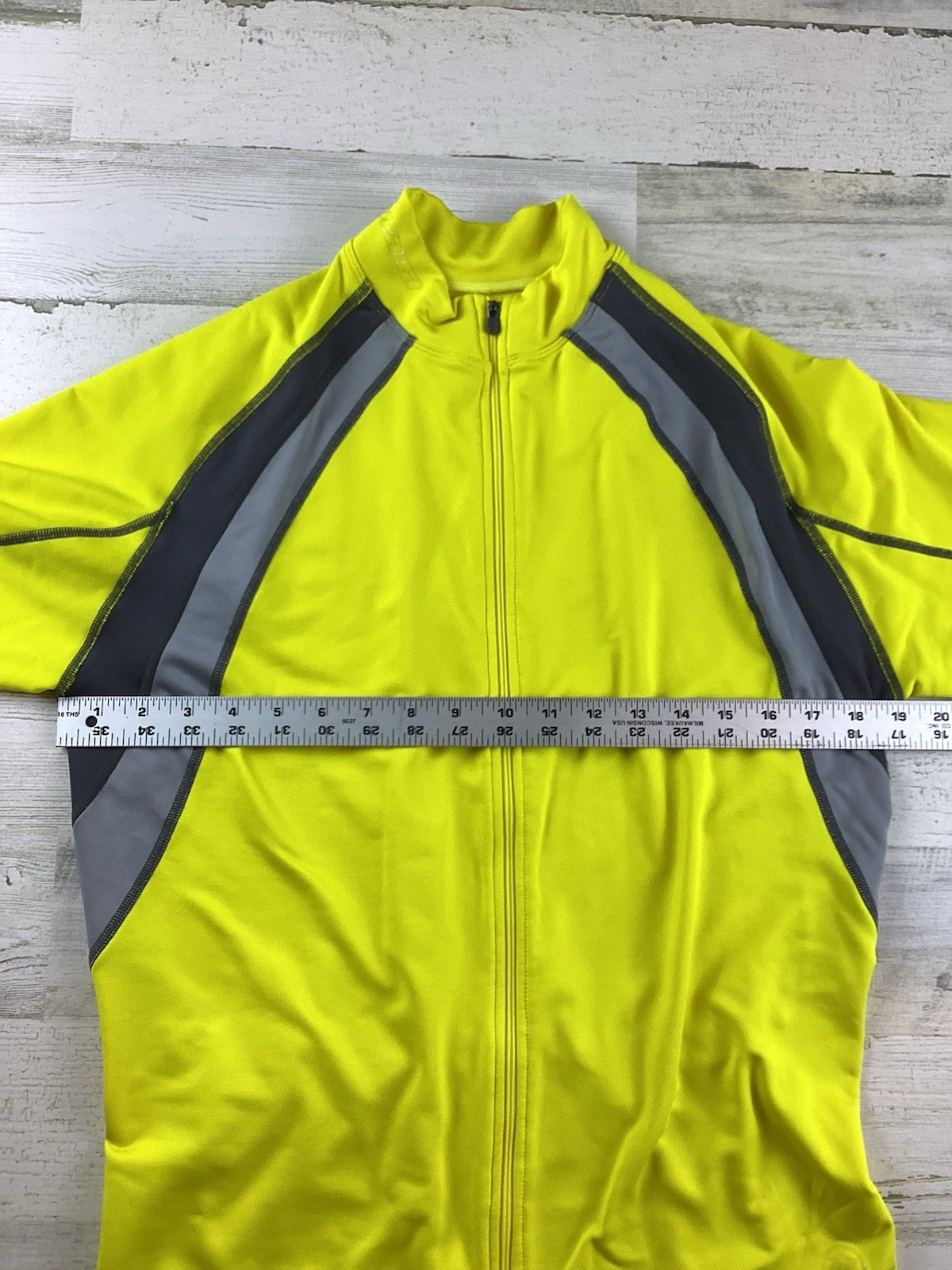 Novara Cycling Rider LS Full Zip Sz M Yellow Black Colorblock Waist Pockets