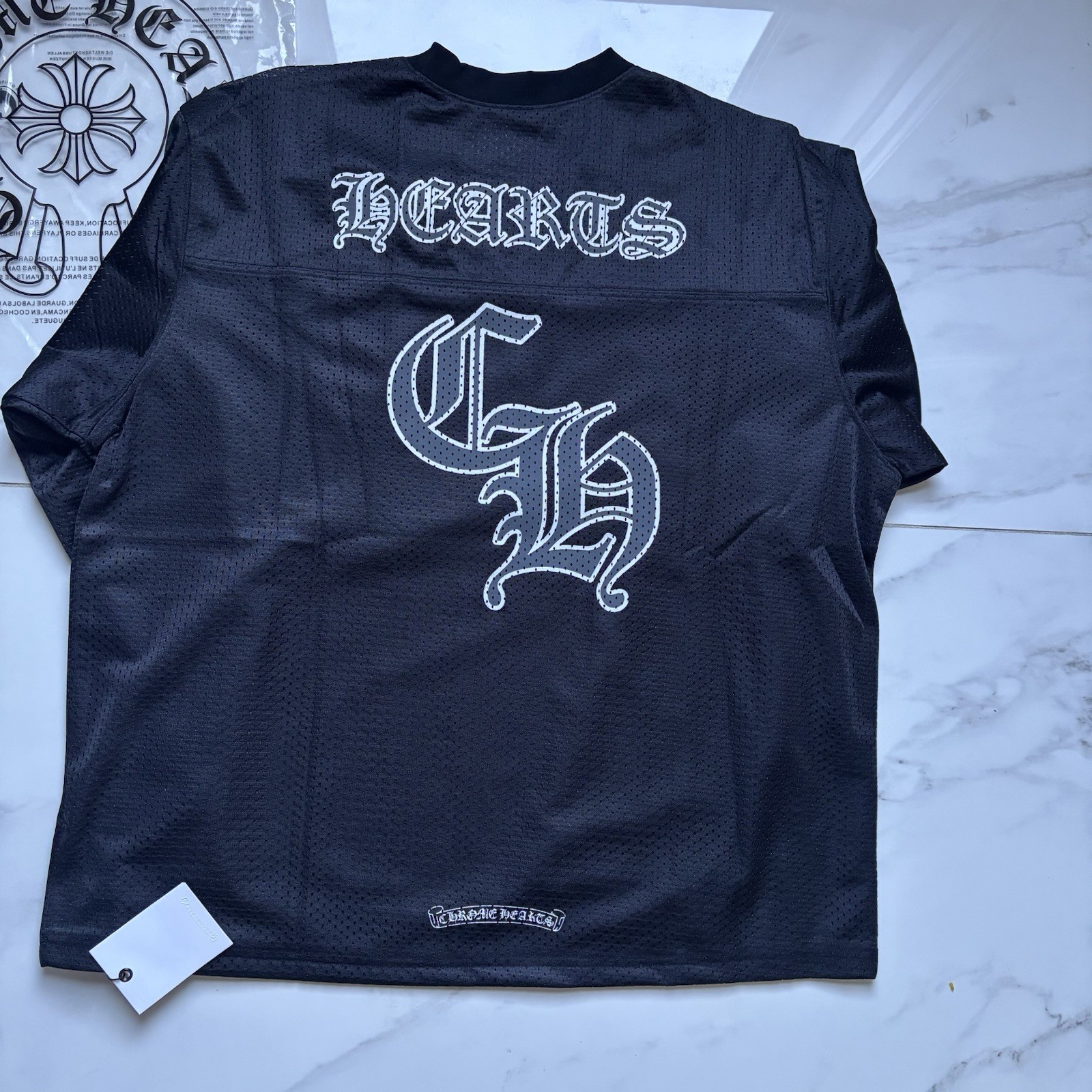 Chrome Hearts Black Long Sleeve Jersey mesh jersey size small