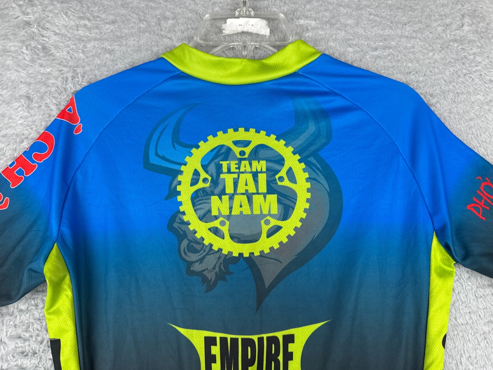 Cycling Jersey Women Medium Blue Green Black Full Zip Viet Tainam Short Sleeve