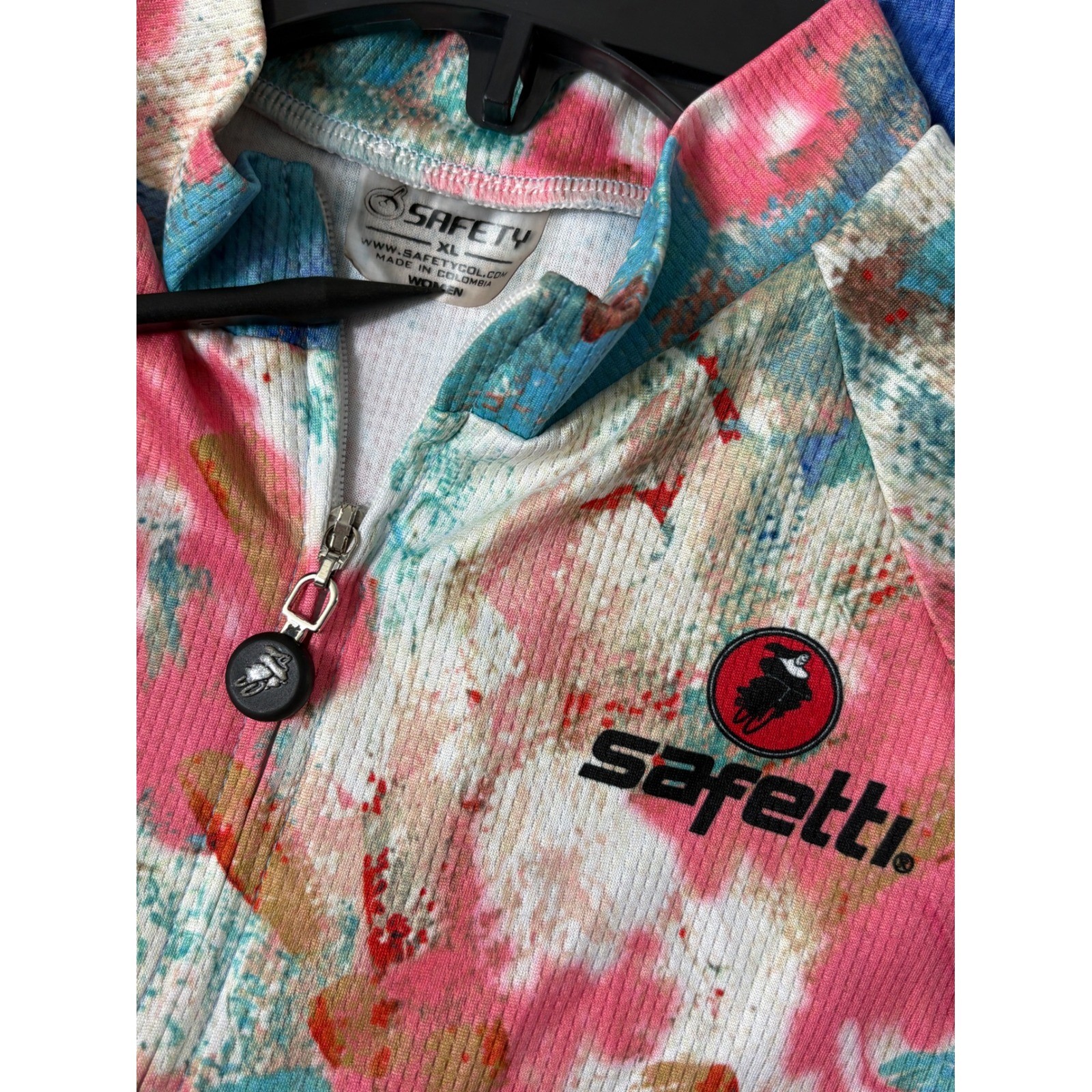 Safetti Cycling Jersey Womens XL Bev Neal Wearable Art Short Sleeve Full Zip