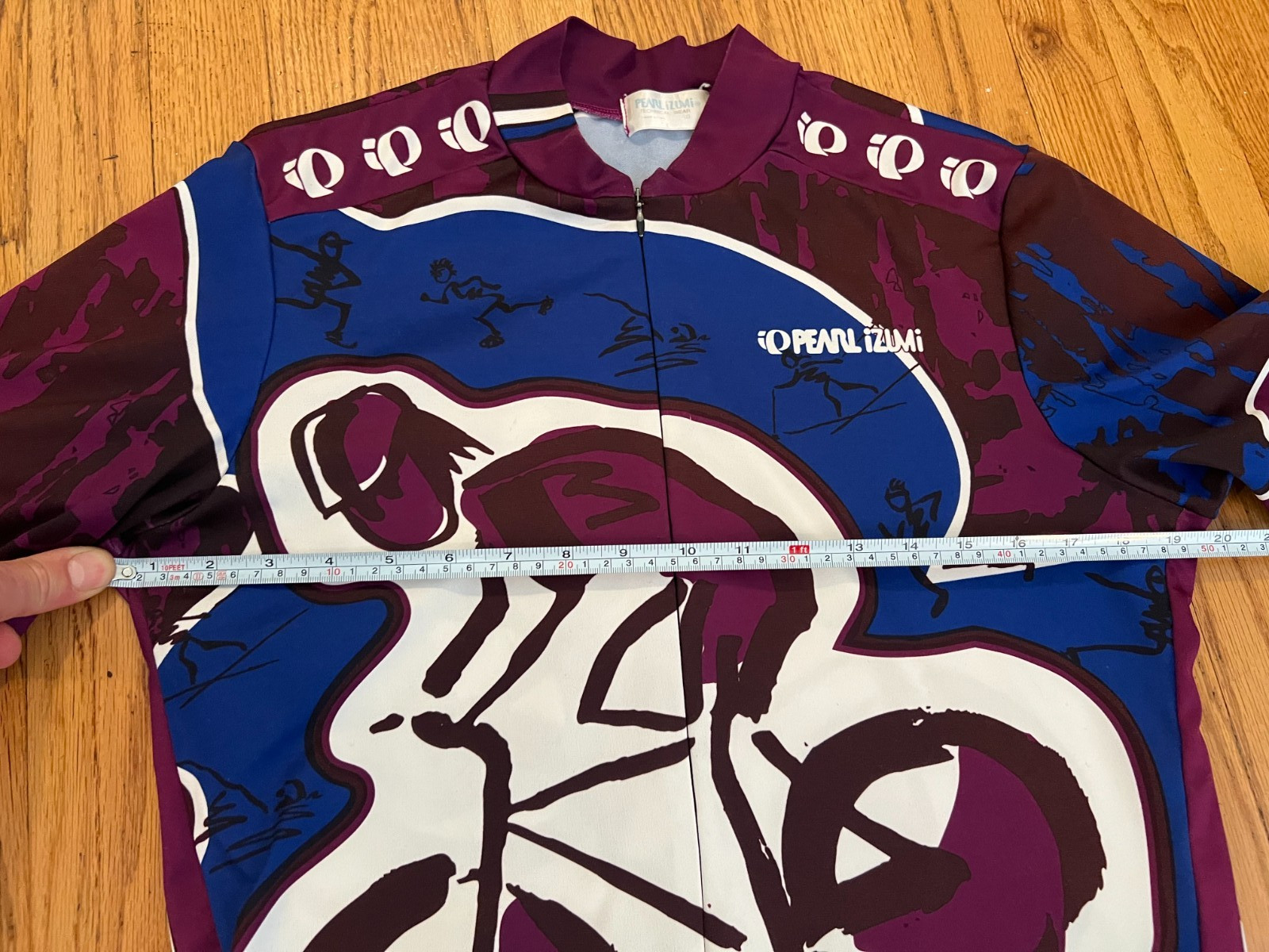 VTG 90s Pearl Izumi 3/4 Zip Cycling Jersey Sz Large Bicycle Abstract Sketch USA