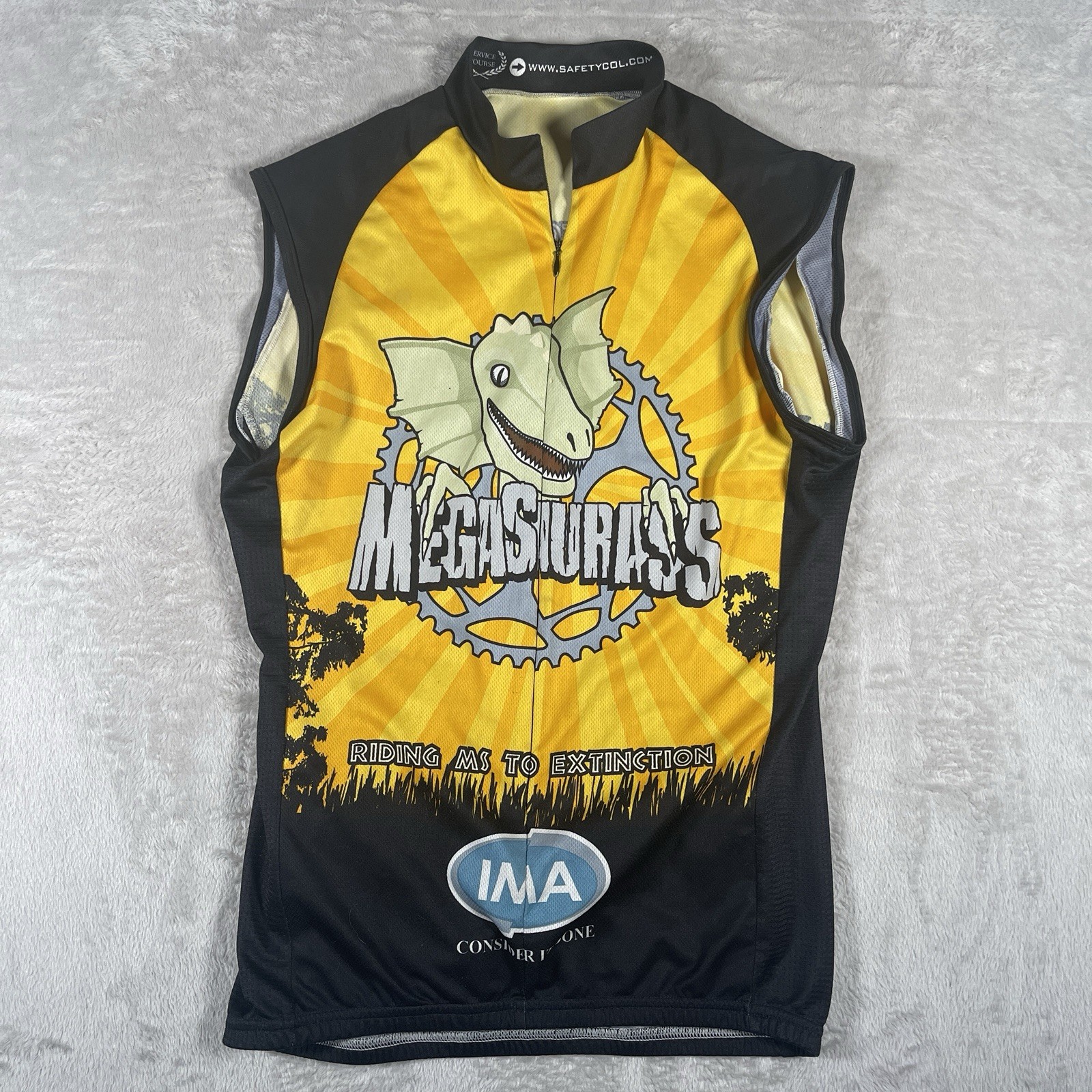 Safety Megasaurus Riding To Extinction Sleeveless Cycling Jersey Women’s L/XL