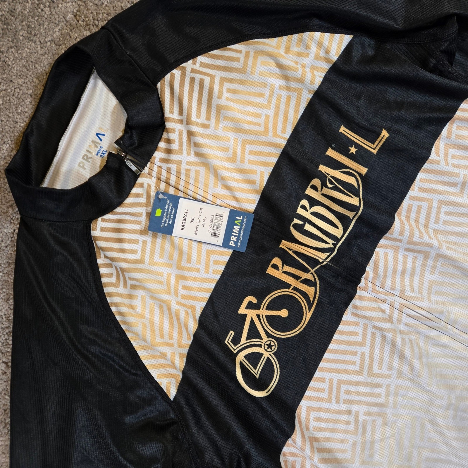 Primal Ragbrai L Cycling Jersey 3XL Iowa 100% Polyester NWT