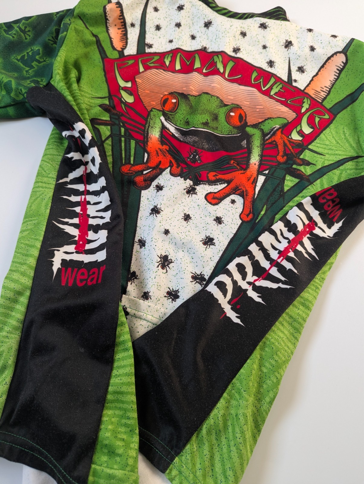 Vintage 90s Primal Wear TREE FROG MTB Road Cycling Jersey Size XL, Shirt Trikot