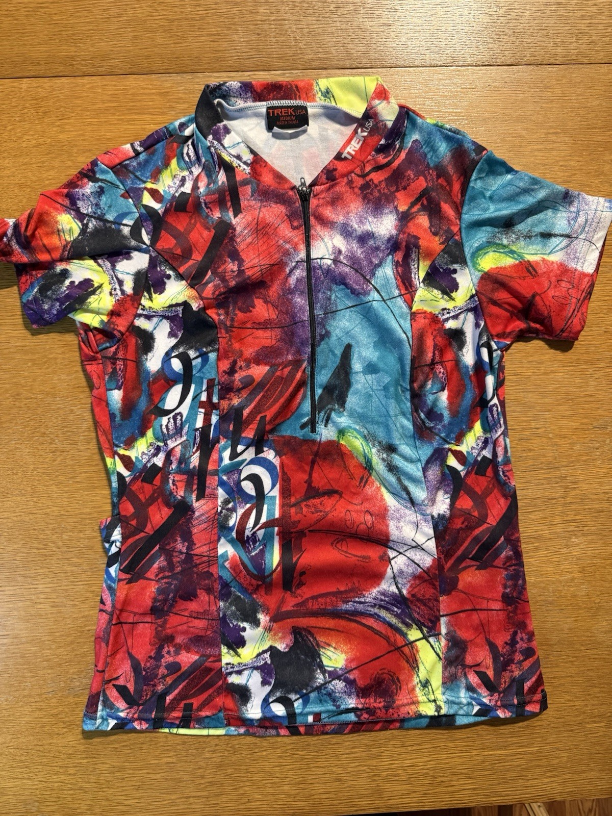 Vintage 90s Trek USA Abstract Graffiti Art 1/2 Zip Cycling Jersey – Size XS