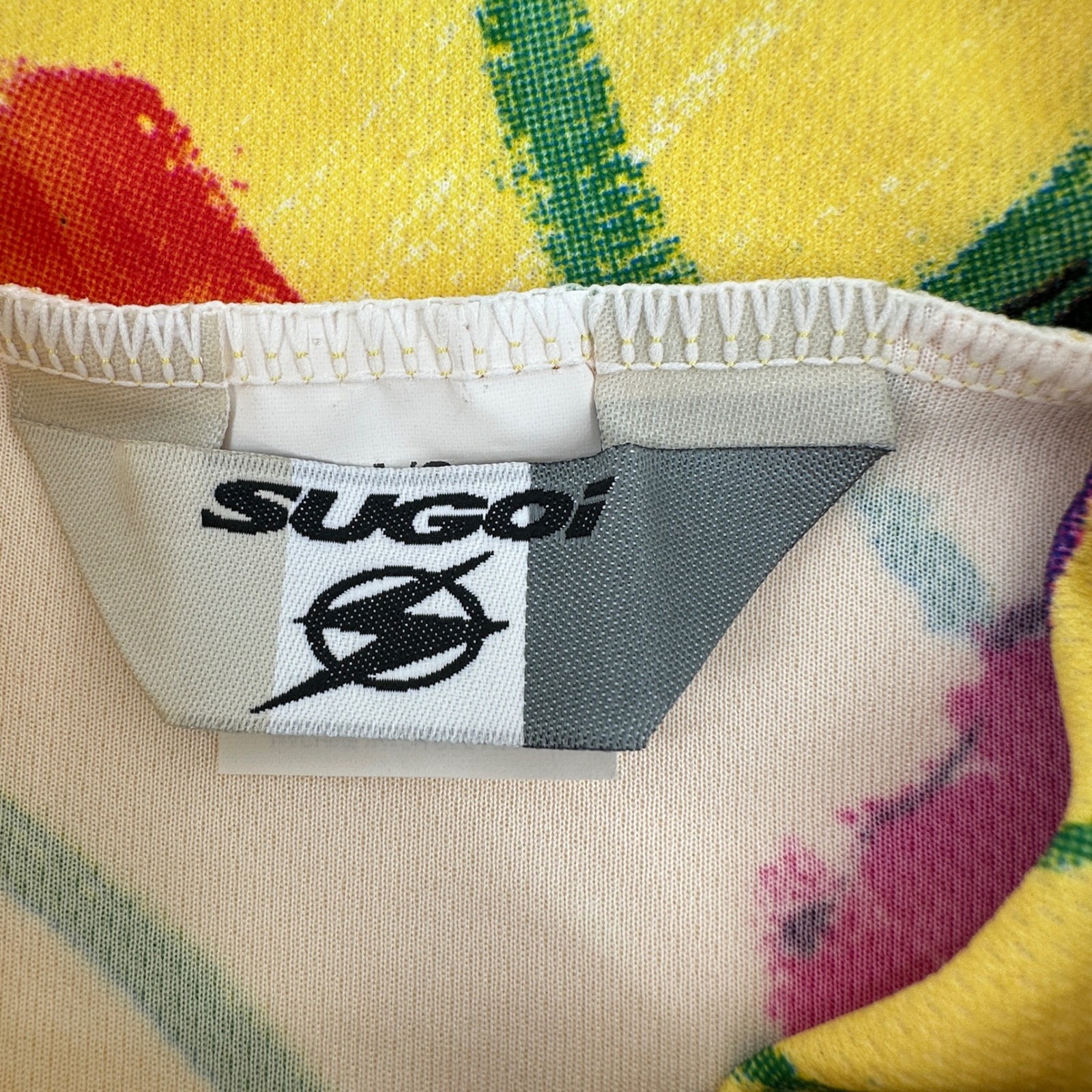 Sugoi Cycling Jersey Women Large Yellow Floral Technifine Sleeveless NEW Zip Top