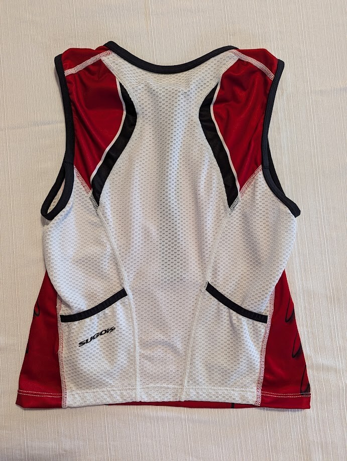 Sugoi Women’s Cycling Jersey Top Medium Half Zip Red White Mesh Sleeveless