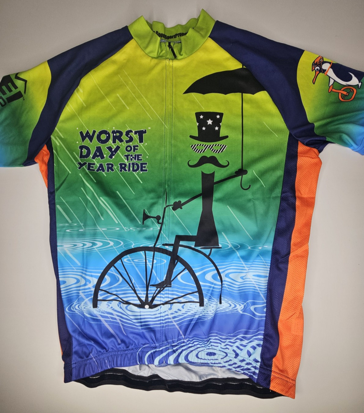 Cycling Biking Jersey Full Zip REI “Worst Day Of The Year Ride” Men’s Large