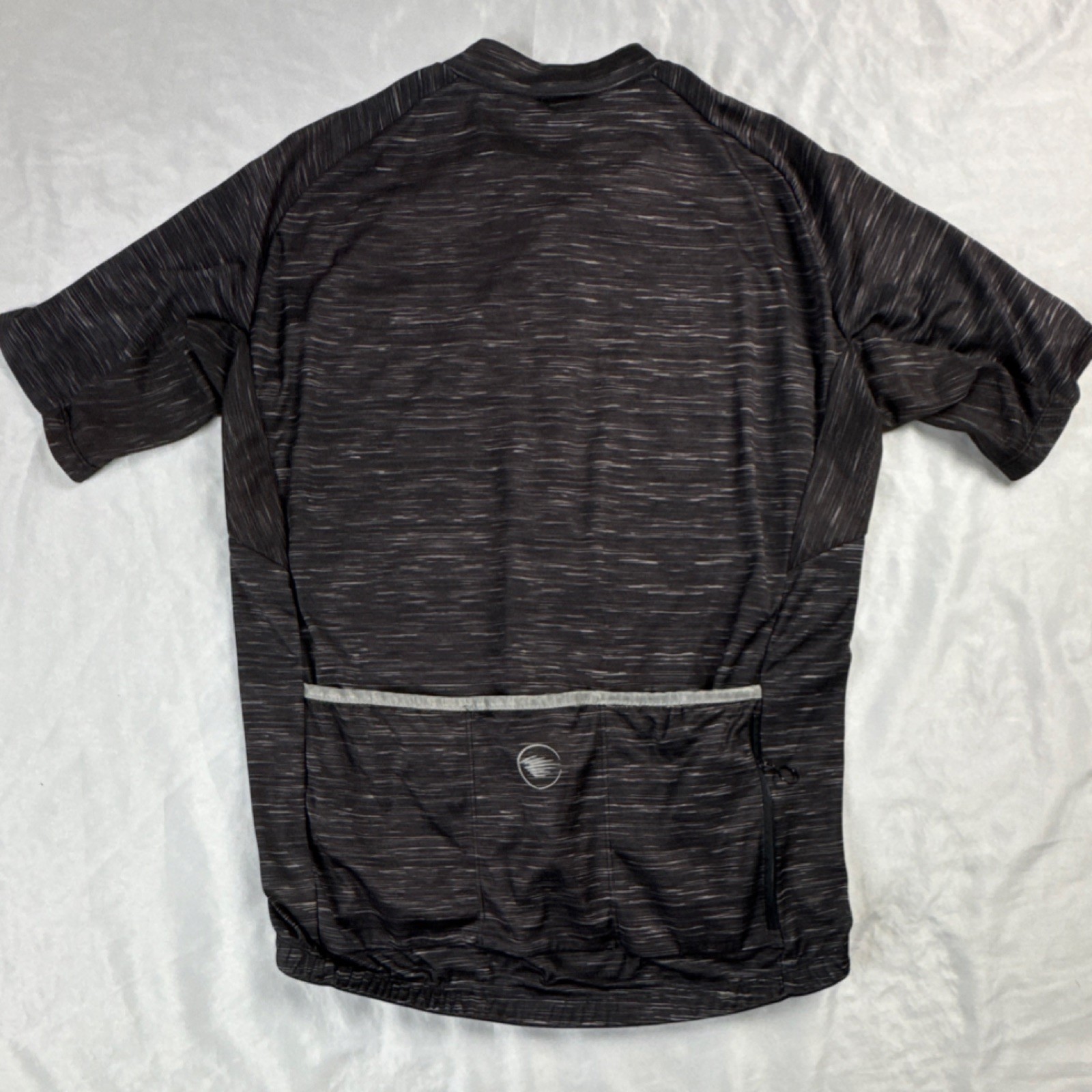 RIONBIKE Mens Cycling Jersey Short Sleeve Black Gray Full Zip Back Pockets Bike