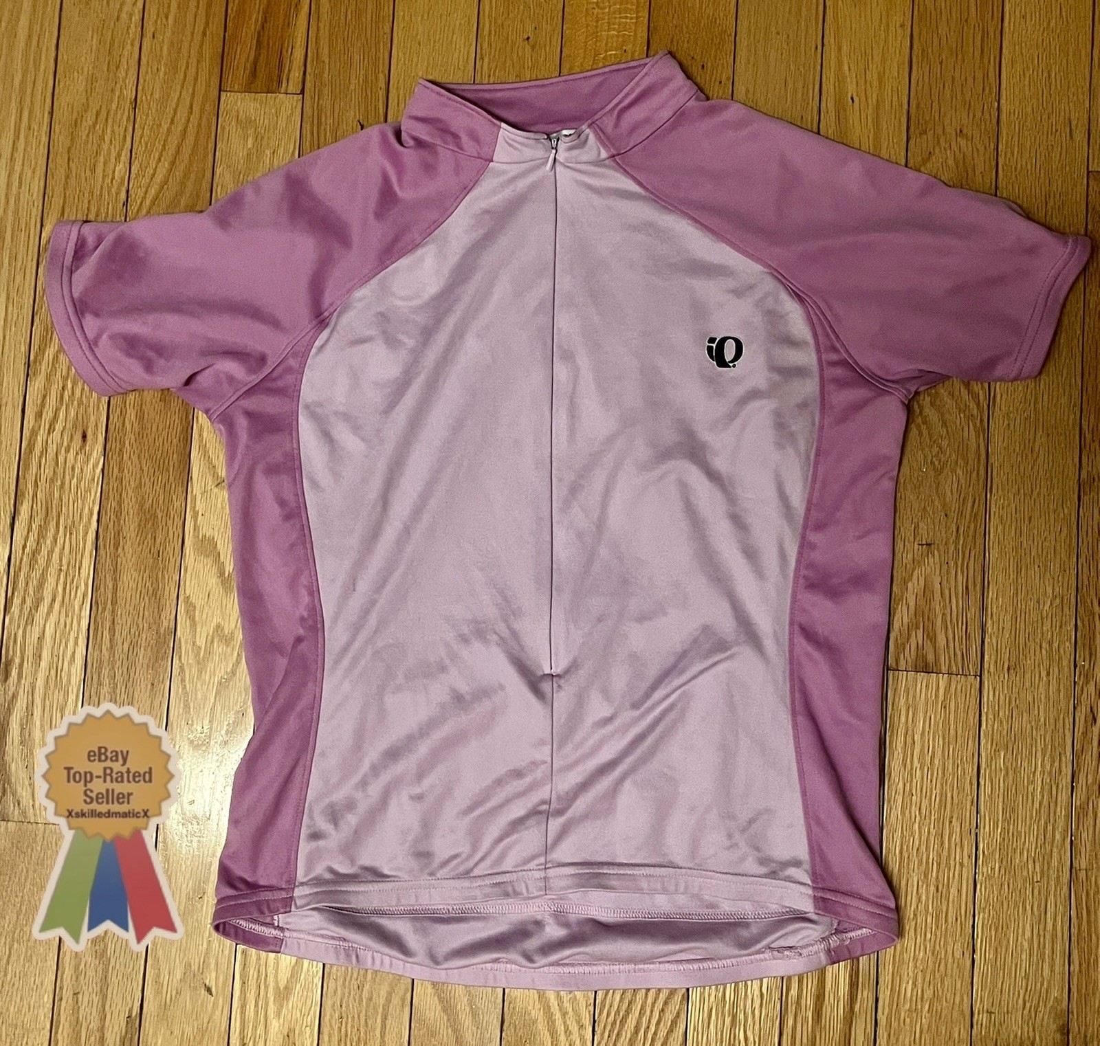 Pearl Izumi Womens 3/4 Zip Mock Neck Cycling Jersey Large Purple Short Sleeve