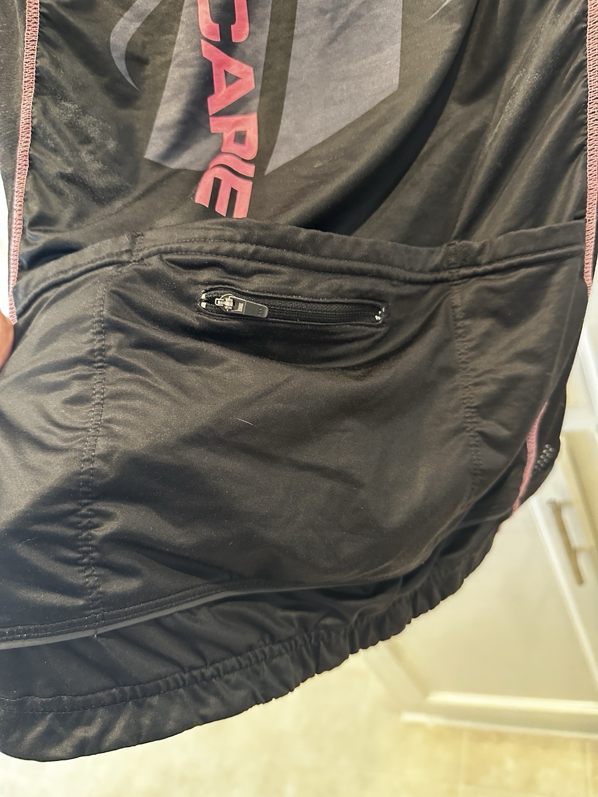 Hincapie large Cycling Jersey Black Pink Short Sleeve Full Zip Zipper Pocket