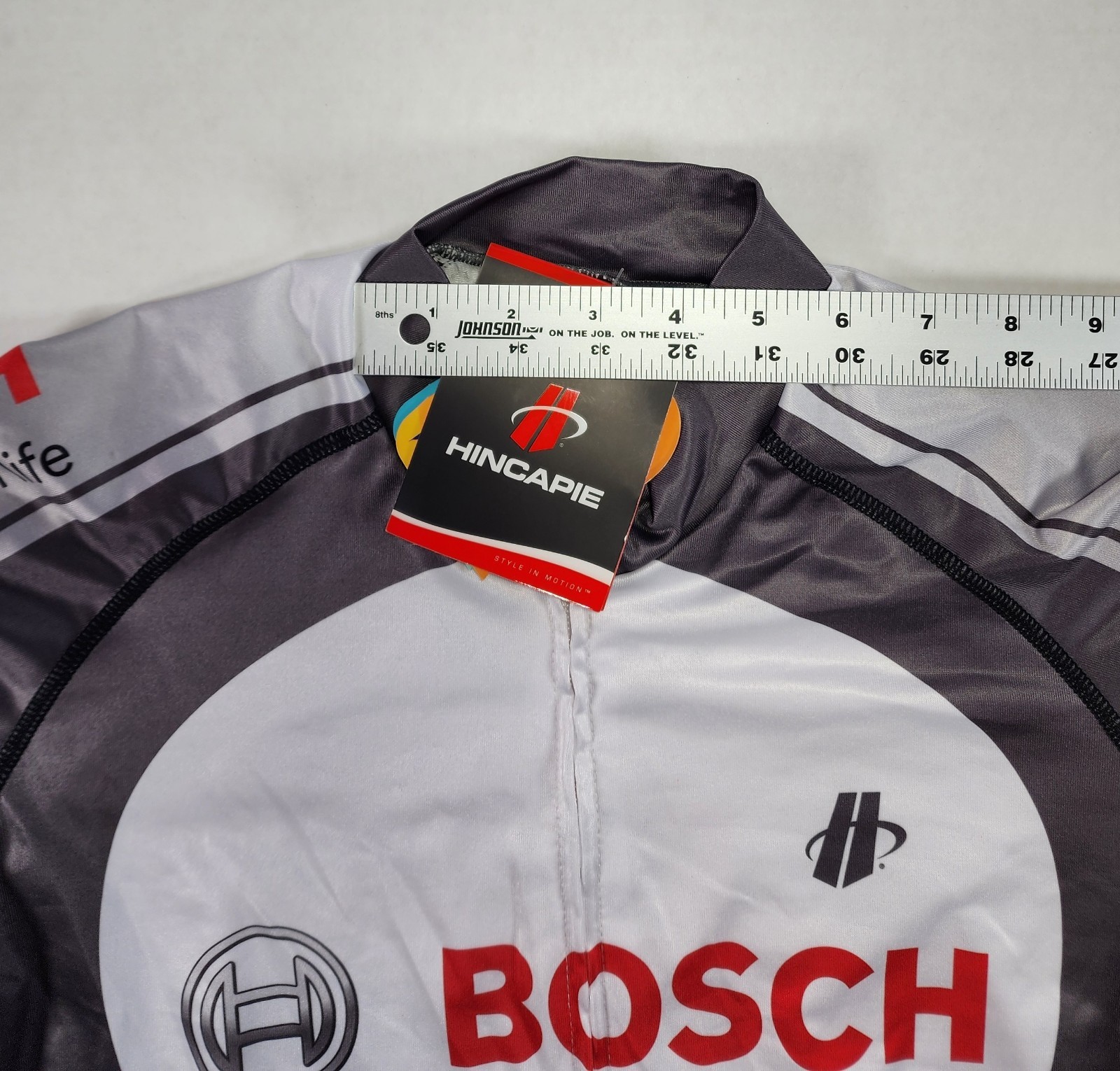 Hincapie Cycling Jersey Mens XL Gray White Graphic Athletic Race Fit Socks Bosch