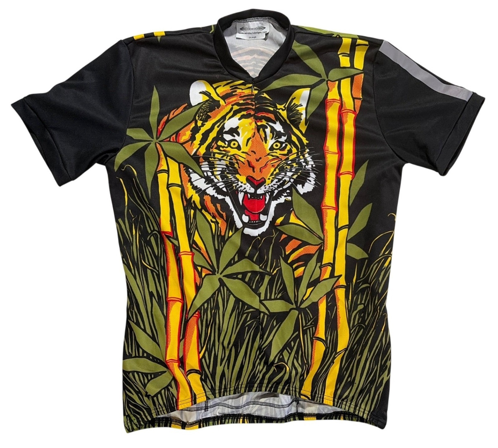 Aero Tech Womens Tiger Bamboo Cycling Jersey 2XL Black/Yellow Short Sleeve Poly