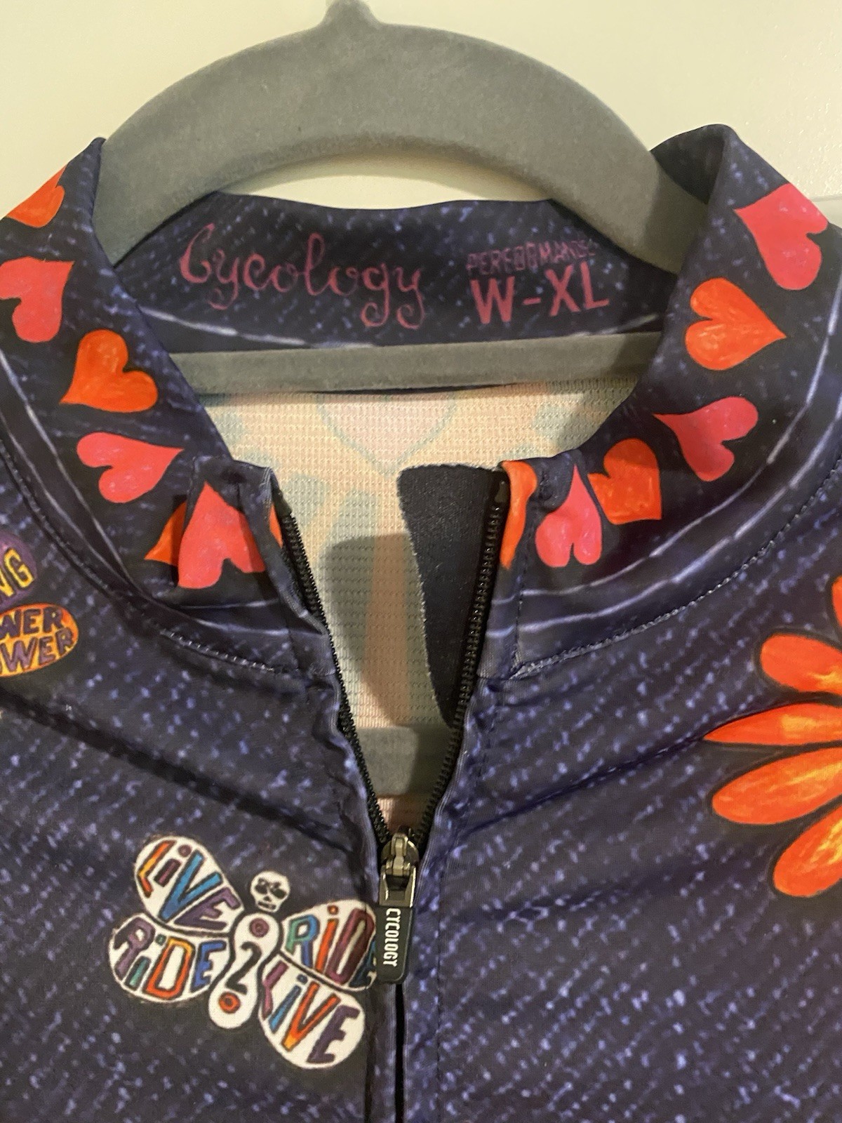 Cycology Cycling Women’s Boho Denim Short Sleeve Bike Top XL Multicolor Flowers