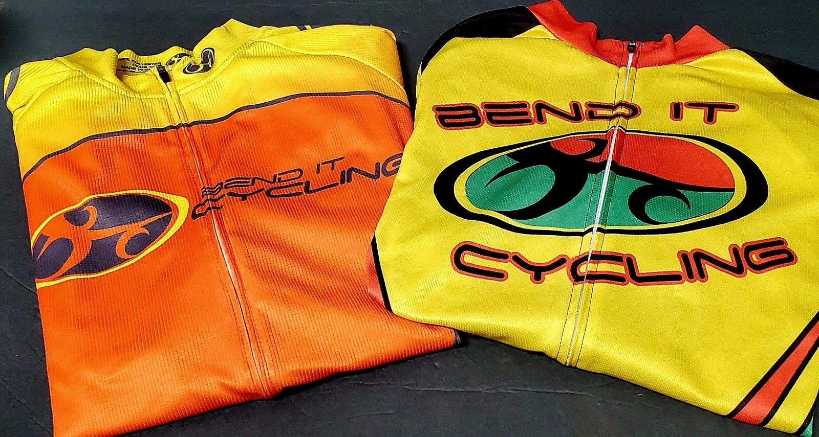 Bend It Cycling Jersey Bundle LG Club Cut (1) Org/Yel(1) Org/Yel/Grn Cycle Bike