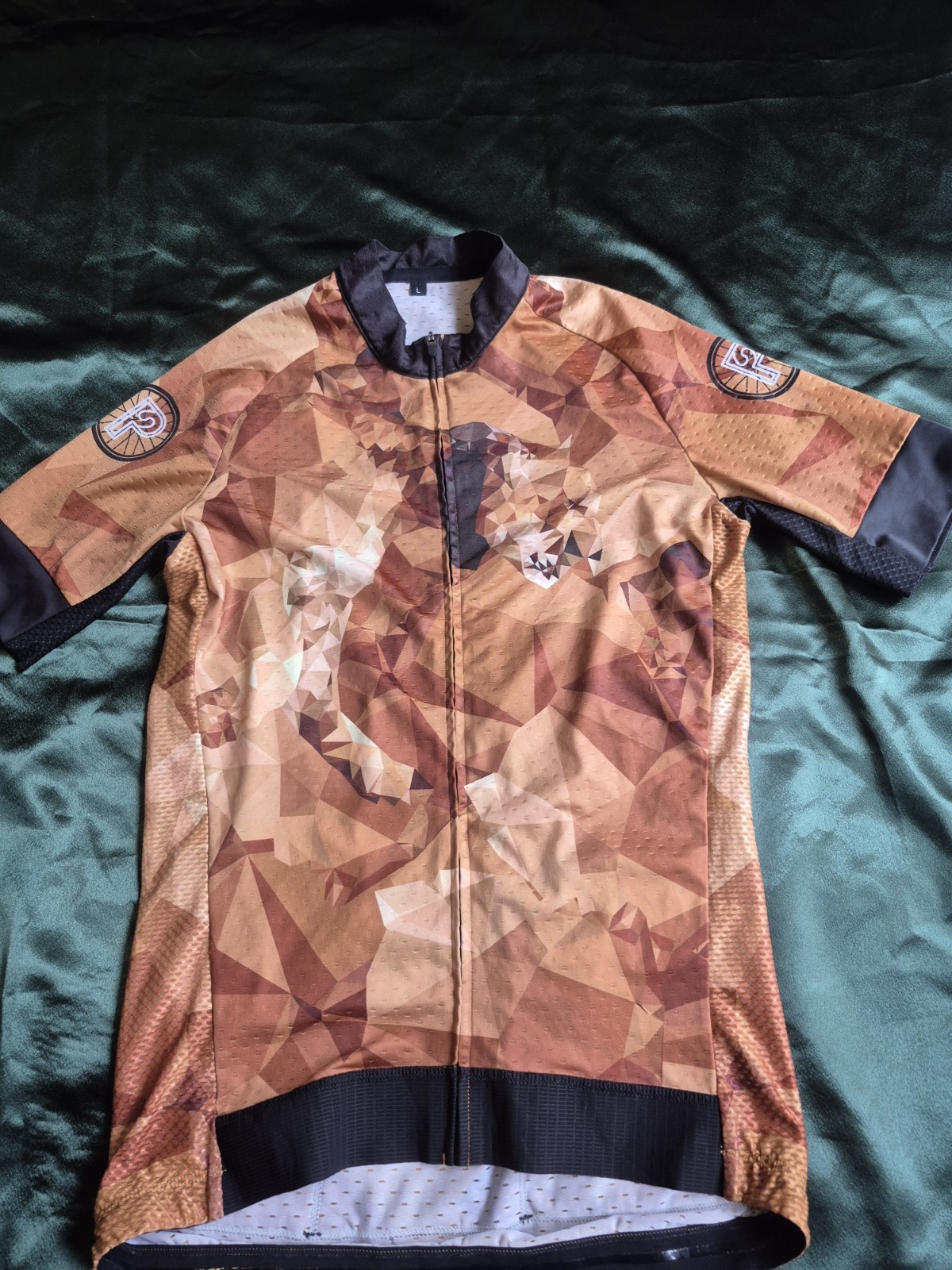Angeles Creative P22 Full Zip Cycling Jersey Short Sleeve Pockets Brown/Black L
