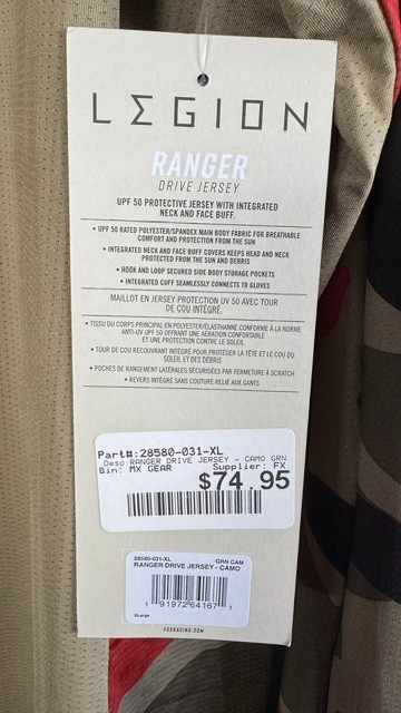 Fox Long Sleeve Ranger Drive Jersey Mens Orange and Green Camo UV Protectant