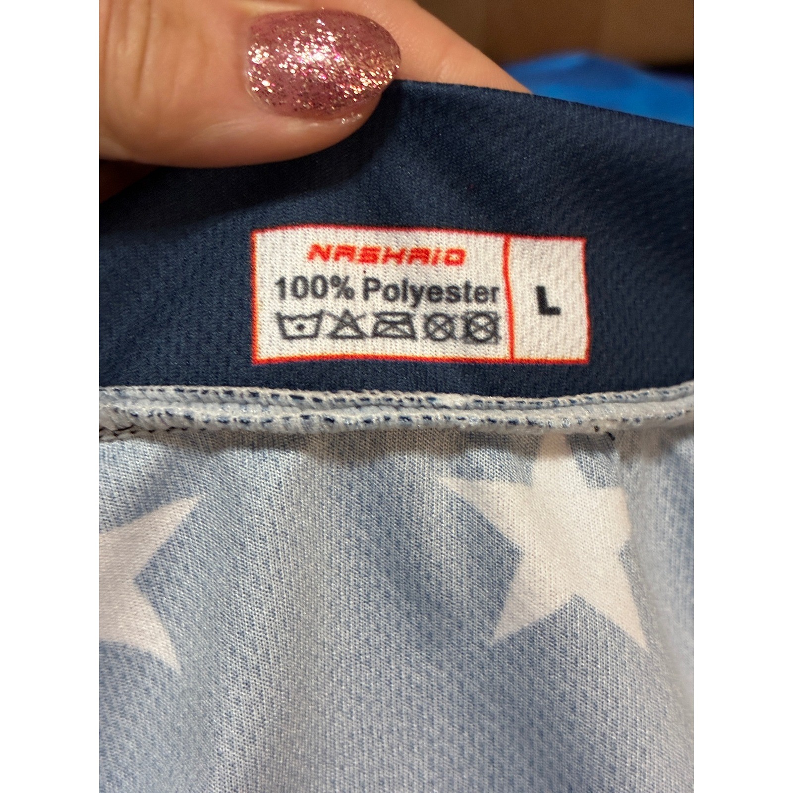 Nashrio Sports American Flag Cycling Jersey Mens Large Stars Stripes Red Blue