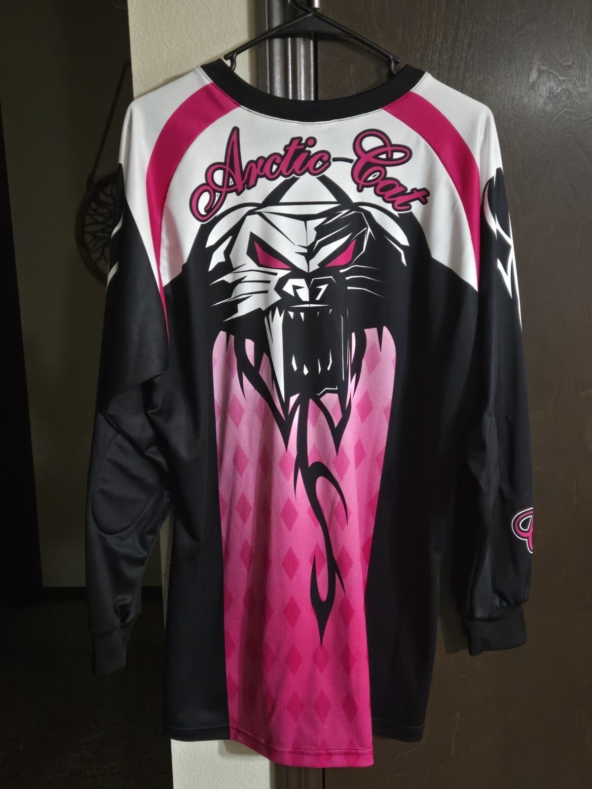 ARTIC CAT WOMENS JERSEY Size 2xl Padded Elbows White, Black, Pink Snowmobile