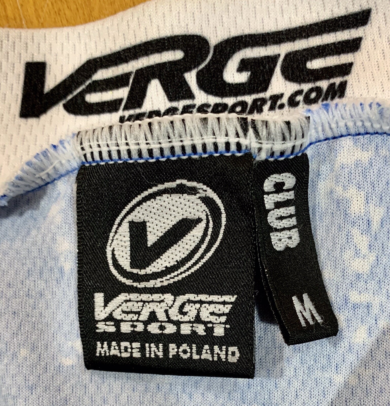 2007 MS City to Shore Cycling Jersey Verge 1/4 Blue White Tan Shrt Sleeve Mens M