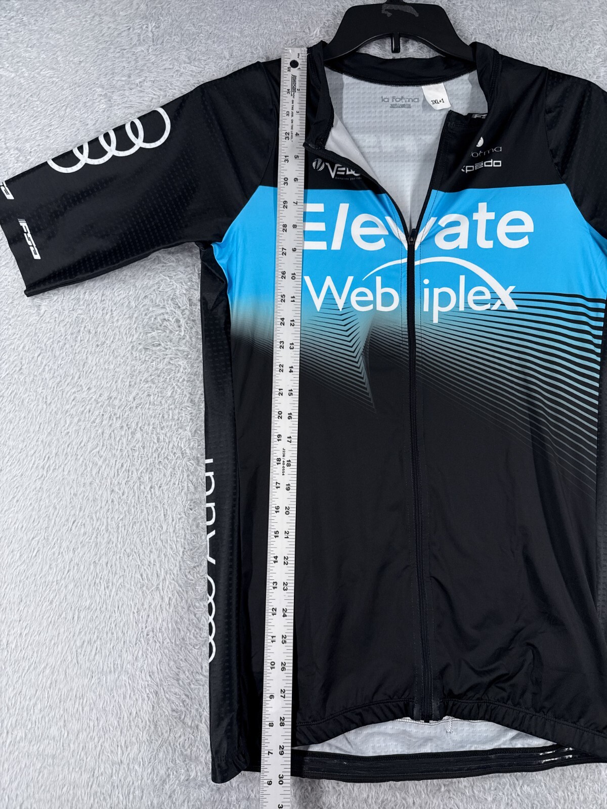 La Forma Cycling Jersey Adult 3XL Long Plus 1 Blue Black Elevate Race Team Poly