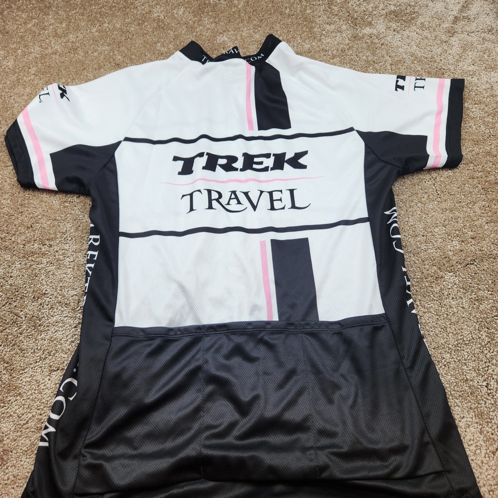 Bontrager Trek Travel Womens Cycling Jersey White Black Pink Short Sleeve Large