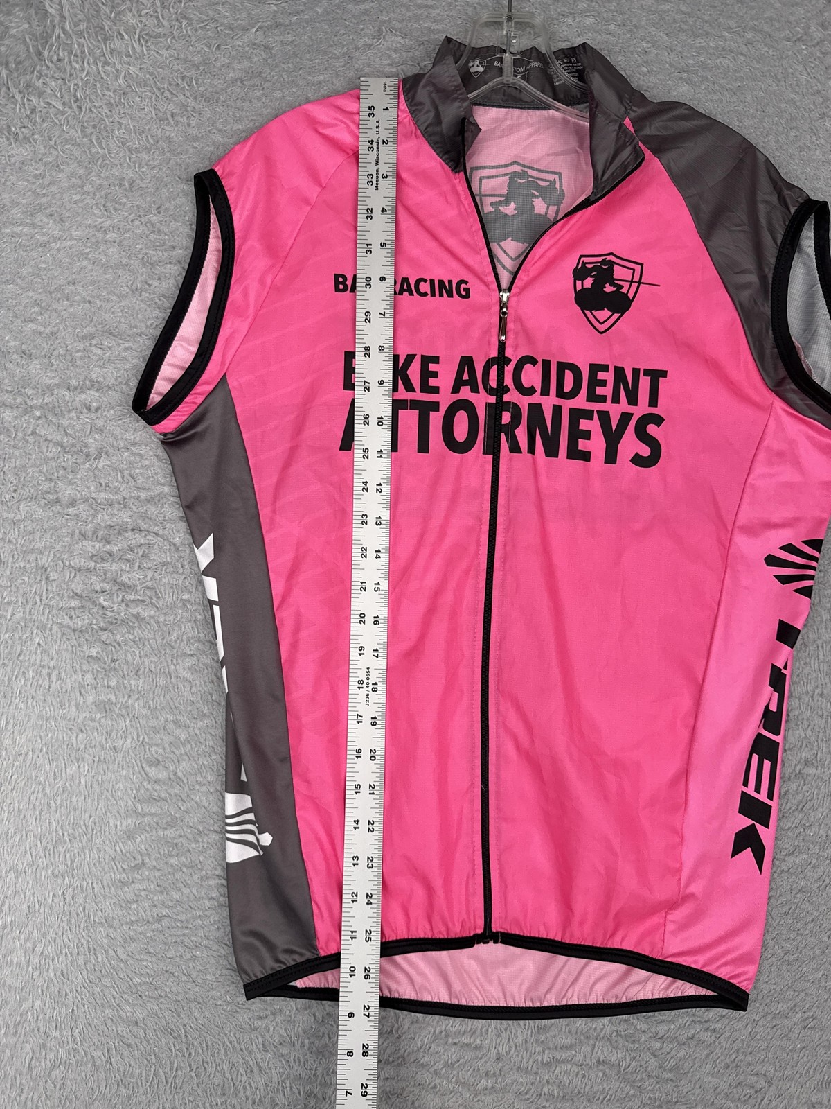 BAA Custom Apparel Cycling Vest Men Small Pink Full Zip Bike Attorneys Windshirt