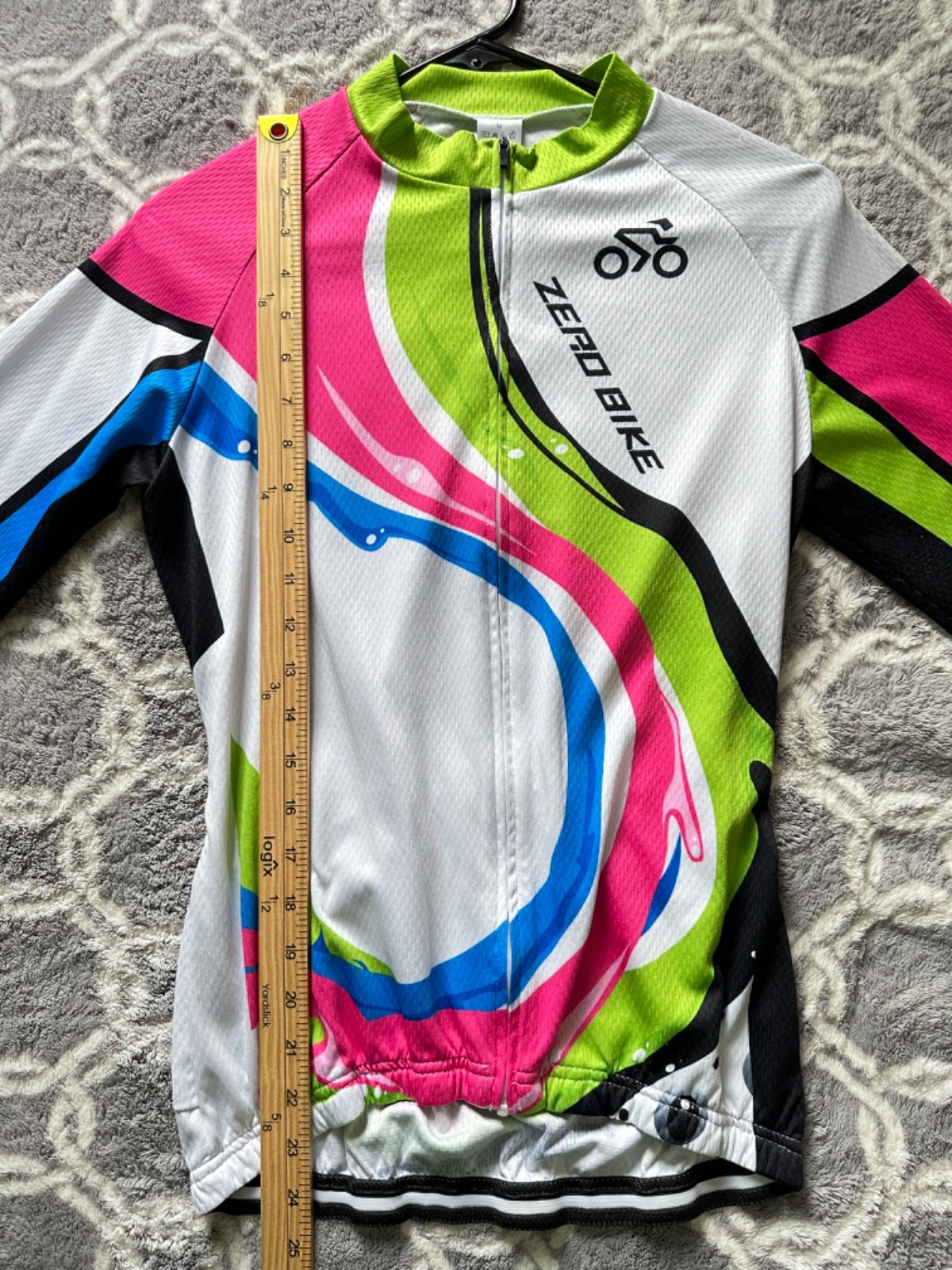 Zero Bike Cycling Jersey Women’s M Multicolor Long Sleeve Back Pocket Full Zip