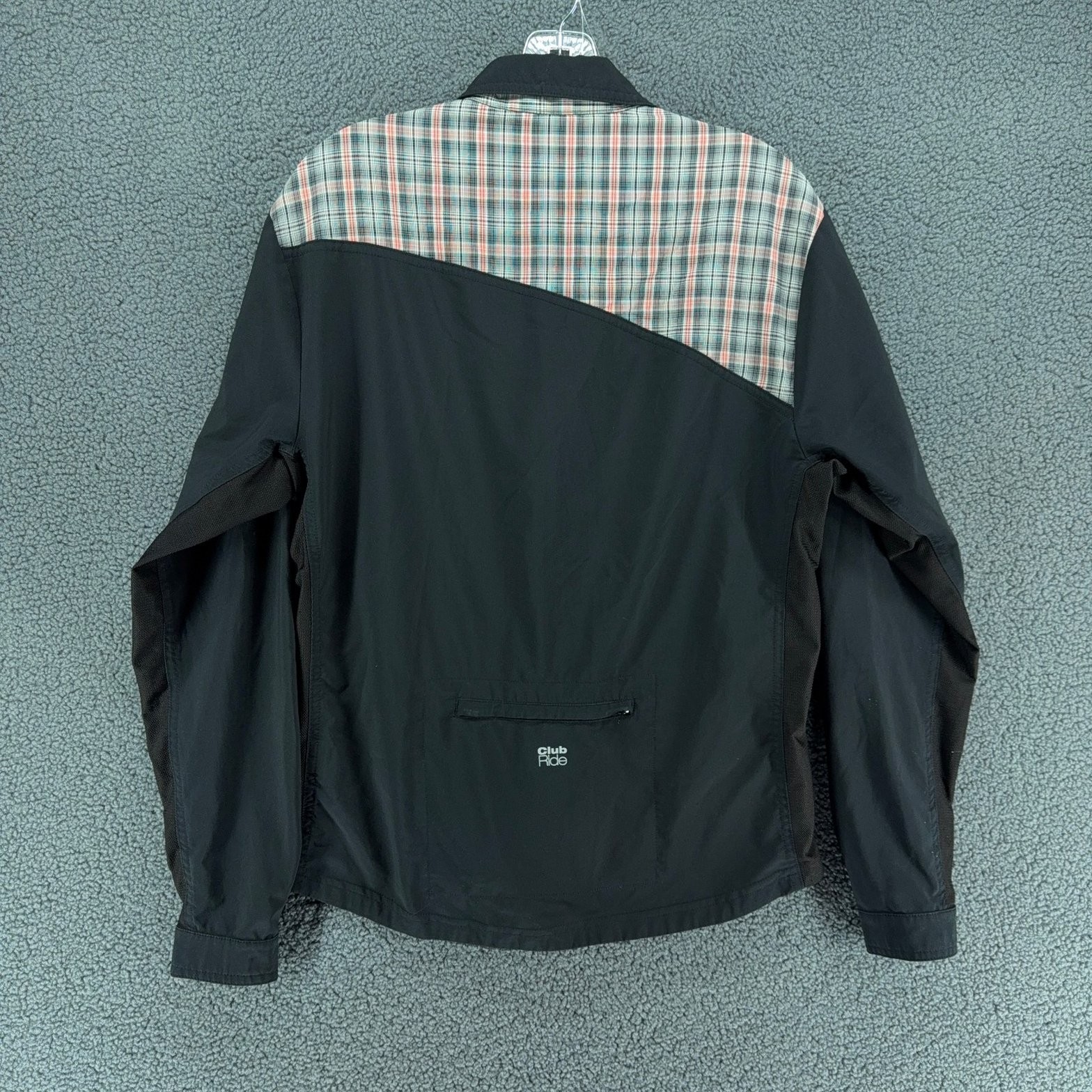 Club Ride Shirt Mens S Black Plaid Stretch Button Front Cycling Outdoor Hiking
