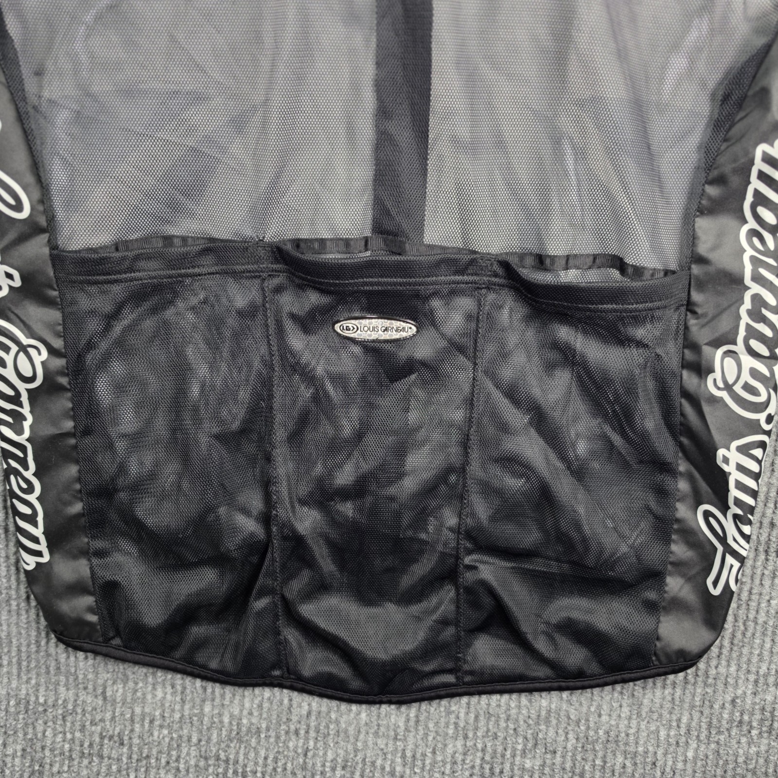 Louis Garneau Cycling Vest Mens XL White Black Mesh Back Spellout Y2K Gorpcore