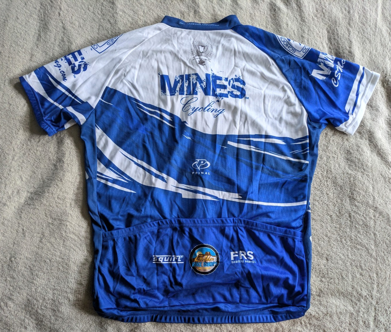PRIMAL Colorado School of Mines Cycling Jersey Mens XXXL 3XL Blue White Bicycle