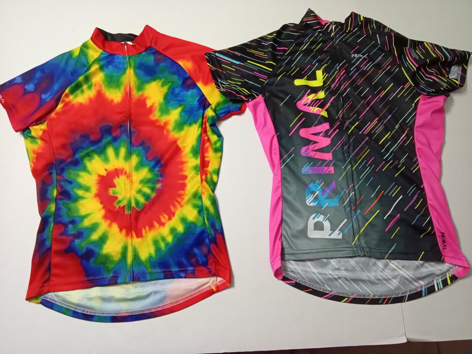 Set Of 2 Primal Cycling Jerseys Women’s Tie Dye Colorful Full Zip Cycling Jersey