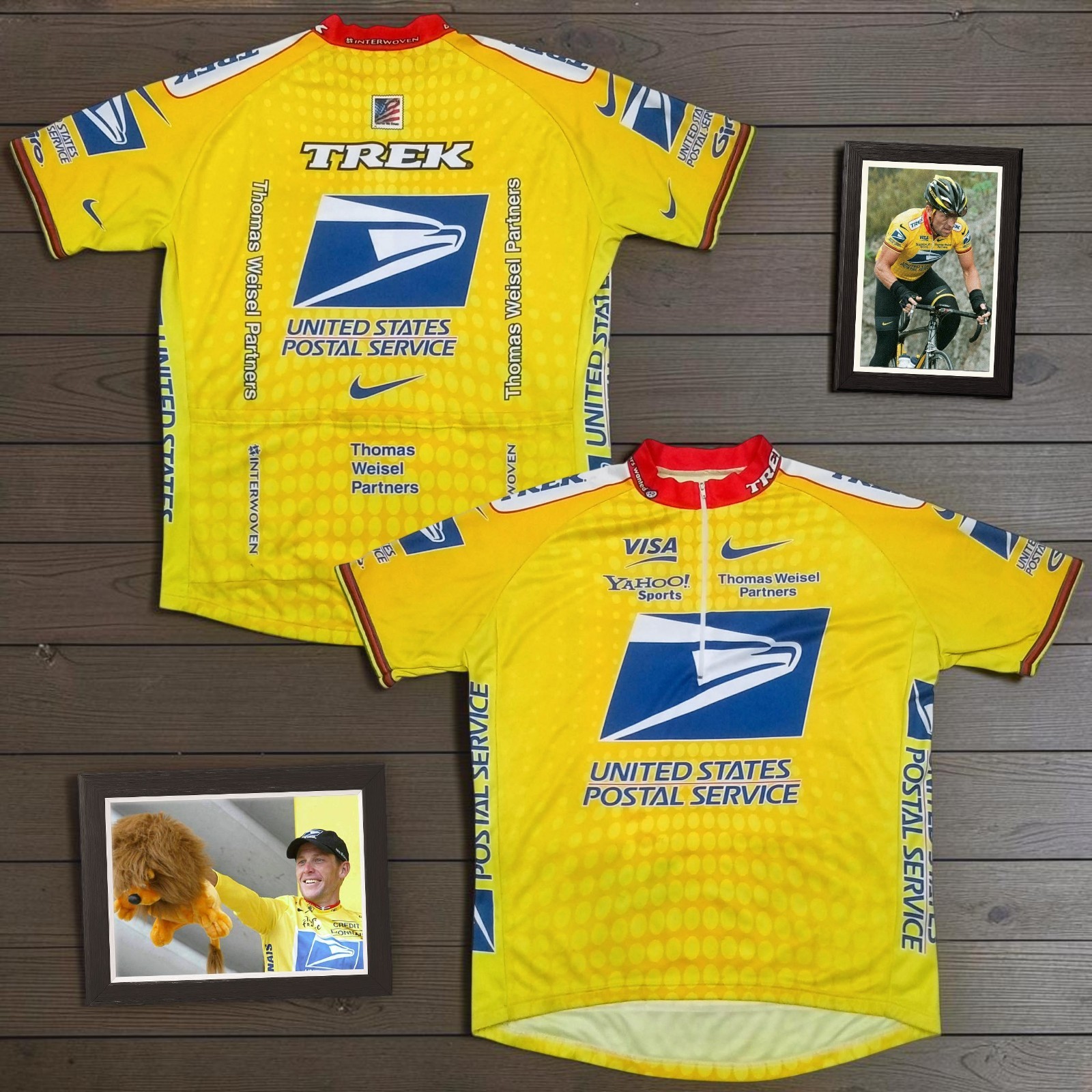 RARE VTG 2003 USPS TREK Yellow Ed. nike Cycling Jersey Lance Armstrong fits 2XL