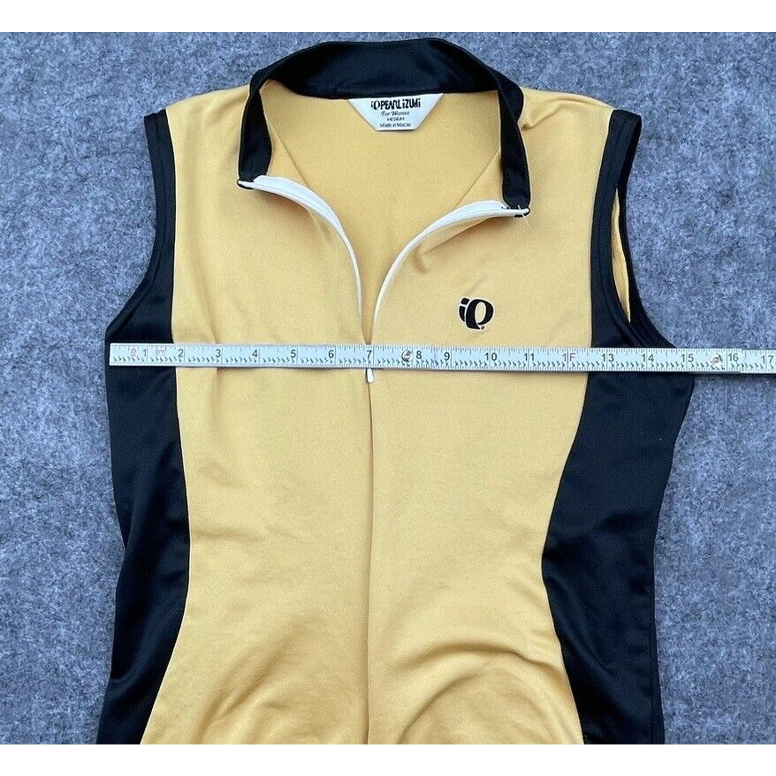 Pearl iZumi Top Womens Medium Cycling Vest Gold Black Back Pockets Long Zip