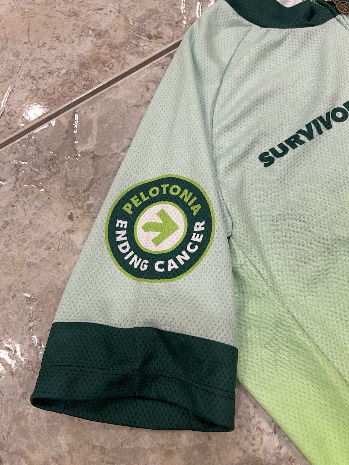 NEW NWT Mens Small HINCAPIE Green Cancer Survivor Full Zip Cycling Jersey