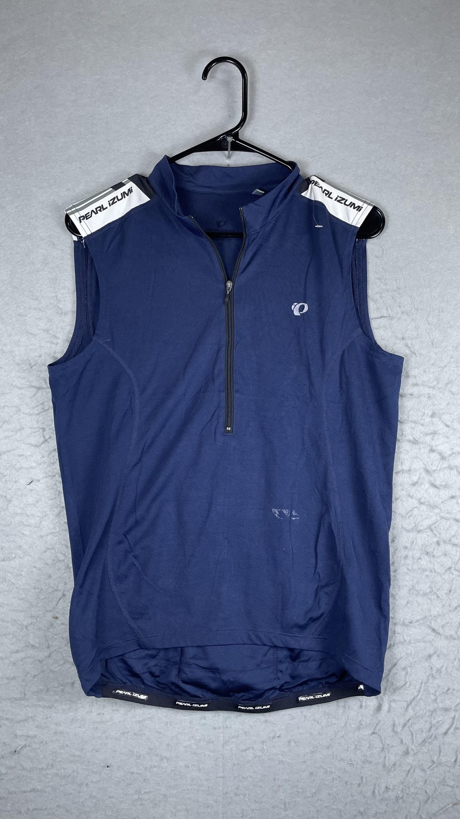 Pearl Izumi Cycling Jersey Tank Mens Medium Blue 1/4 Zip Sleeveless Bike Top
