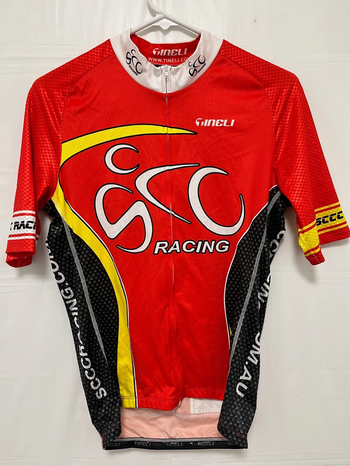 Cycling jersey SCCC Racing Sz L Short Sleeve Men/Women Rear Pockets Full Zipper