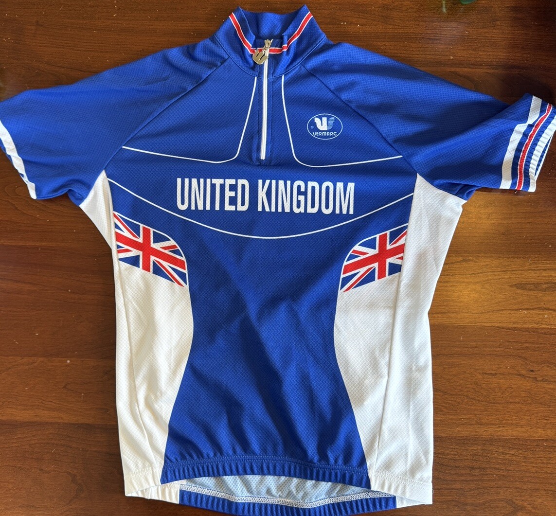 RARE Vermarc United Kingdom Youth Cycling Jersey (10Y) 1/4 Zip Short Sleeve