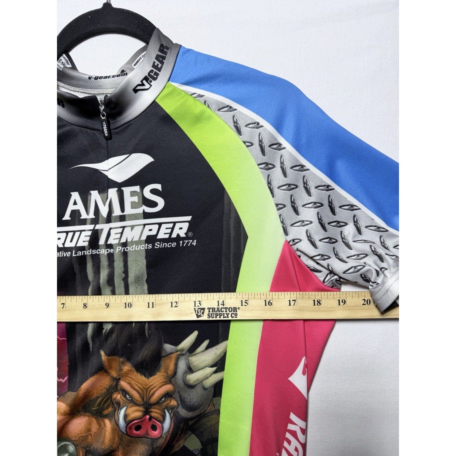 V-Gear Cycling Jersey Women L Multi Color Ames True Temper Graphic Boar