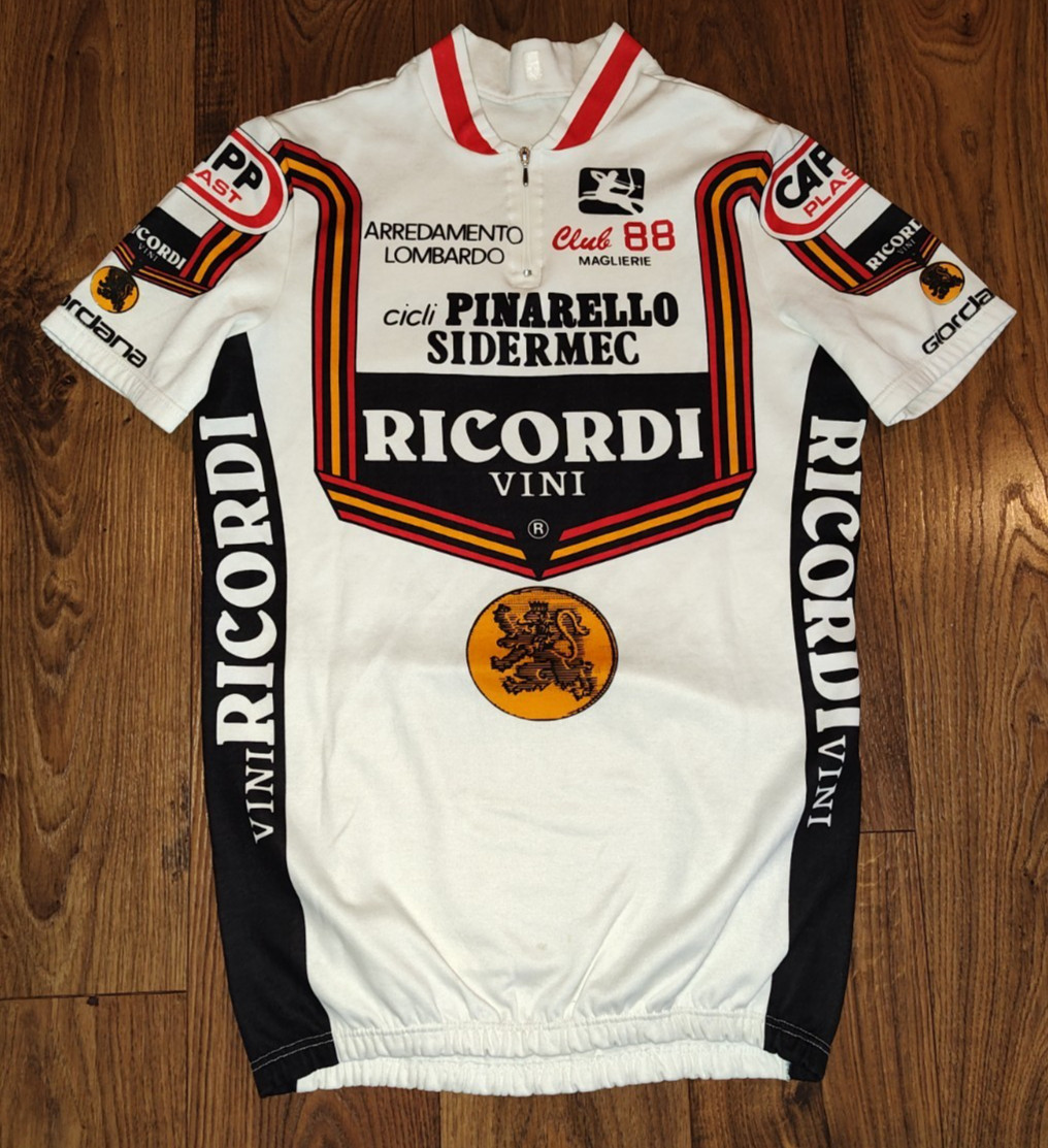 Giordana Pinarello Sidermec Ricordi Vini 1/4 Zip Cotton Blend Cycling Jersey
