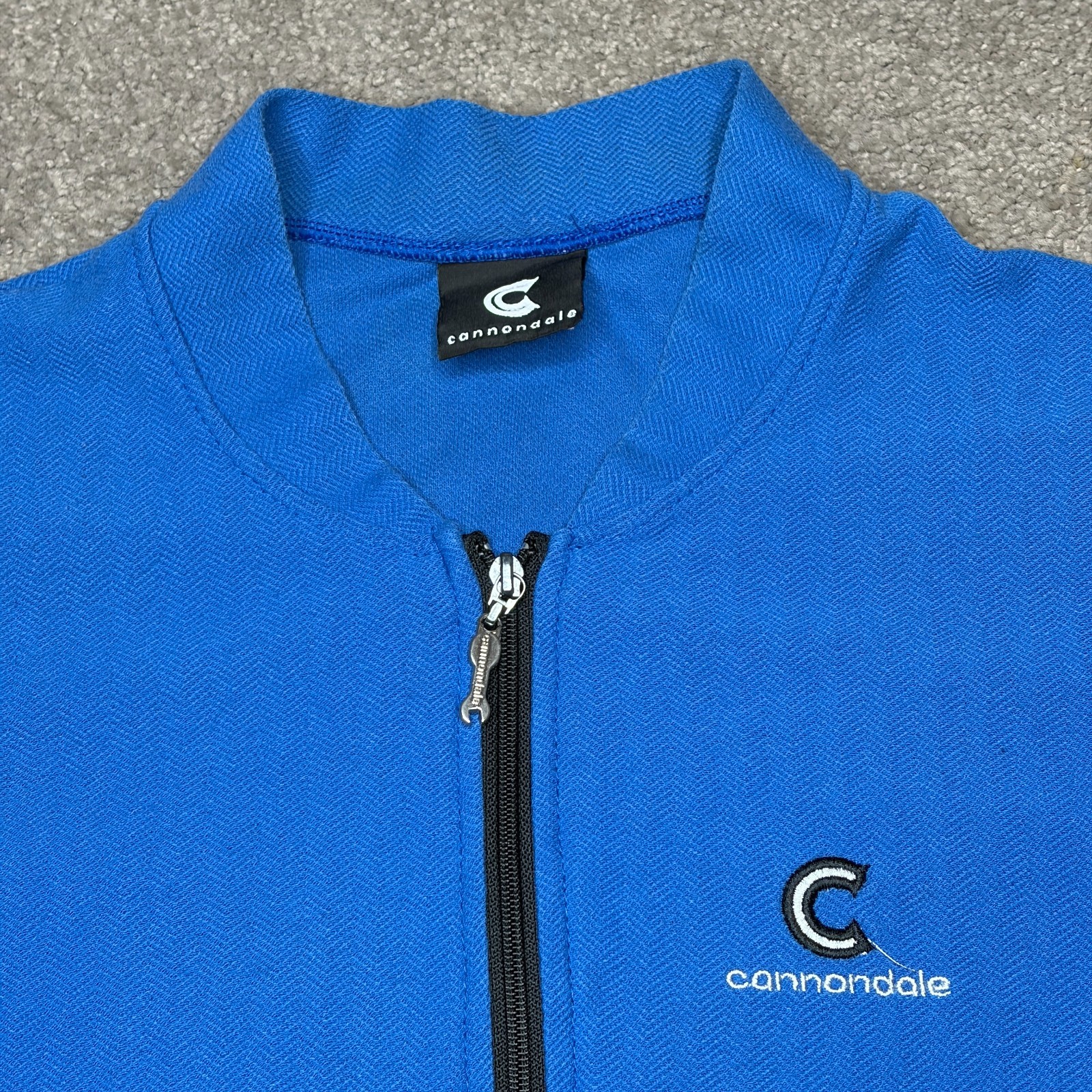 Vintage 90s Cannondale Cycling Jersey Blue 1/4 Zip Shirt Size Large Made in USA