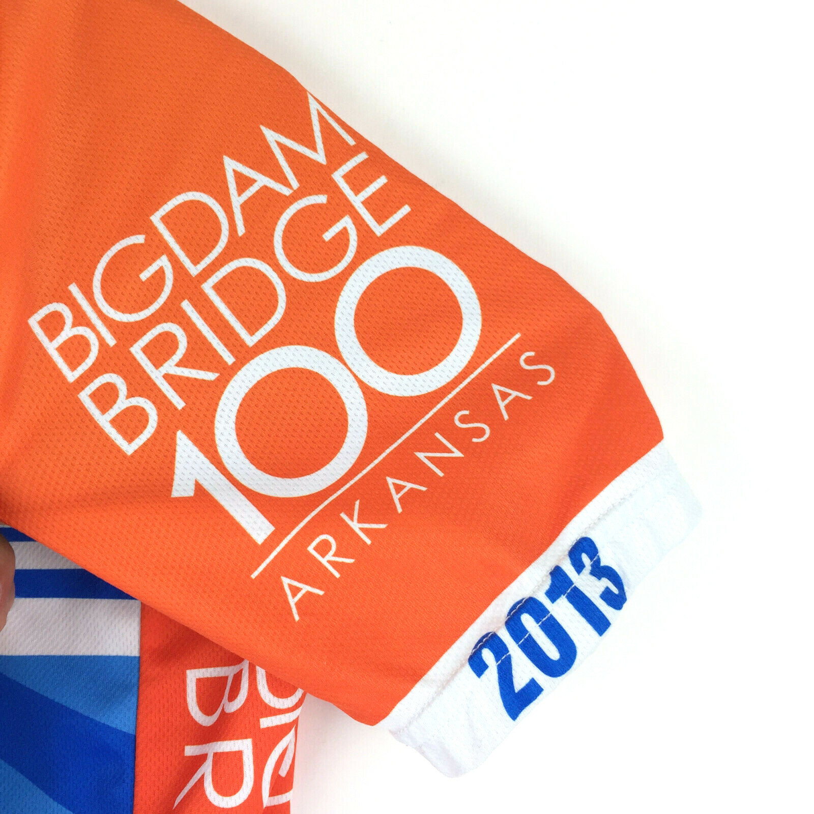 Little Rock Big Dam Bridge 2013 XS (36 in Chest) Orange 3/4 Zip Cycling Jersey
