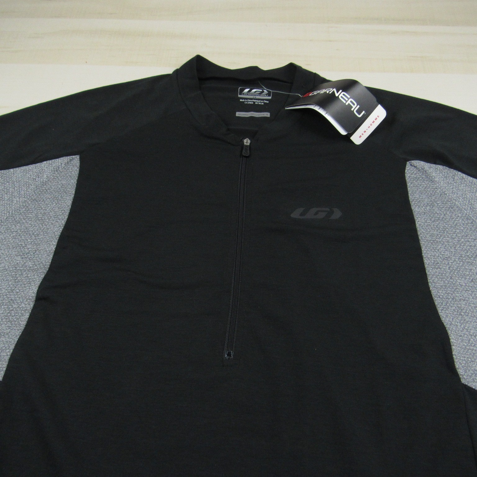 Louis Garneu Cycling Jersey Mens 2XL XXL Black Gray Shirt Zip Bicycle