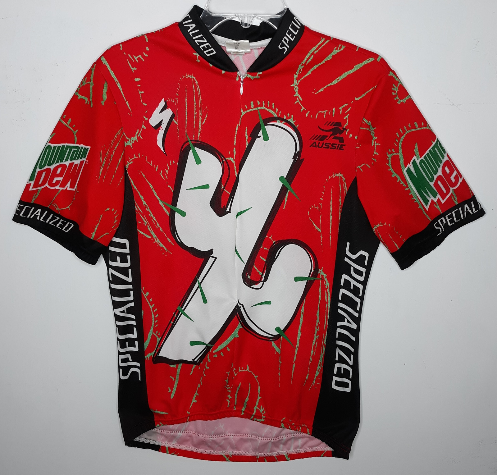 Aussie Specialized Cactus Cup Cycling Jersey Size L Mountain Dew 3/4 Zip Pockets