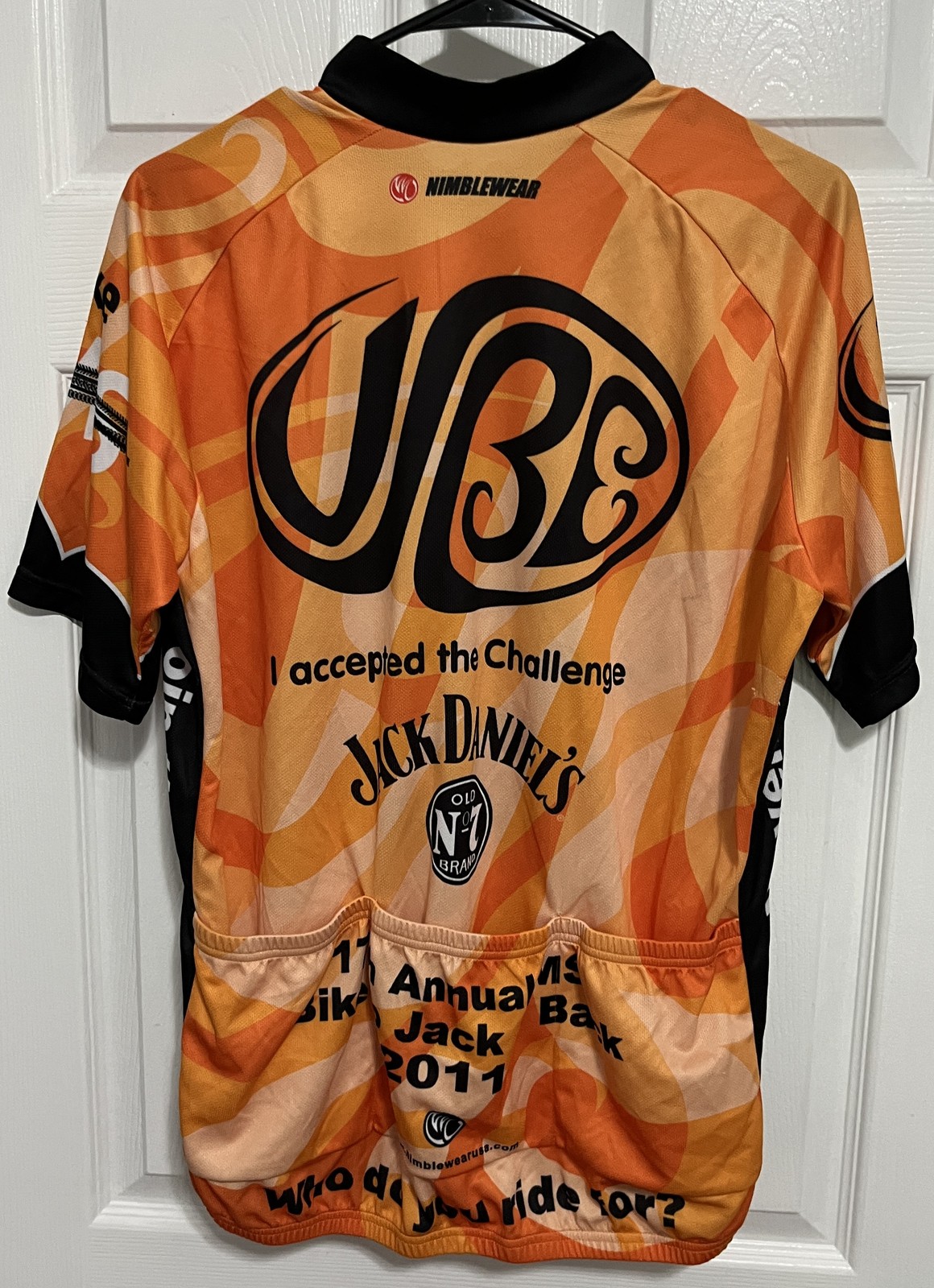 NIMBLEWEAR Bike MS Jack Daniel’s Cycling Jersey Men’s 2XL Orange Black Full Zip