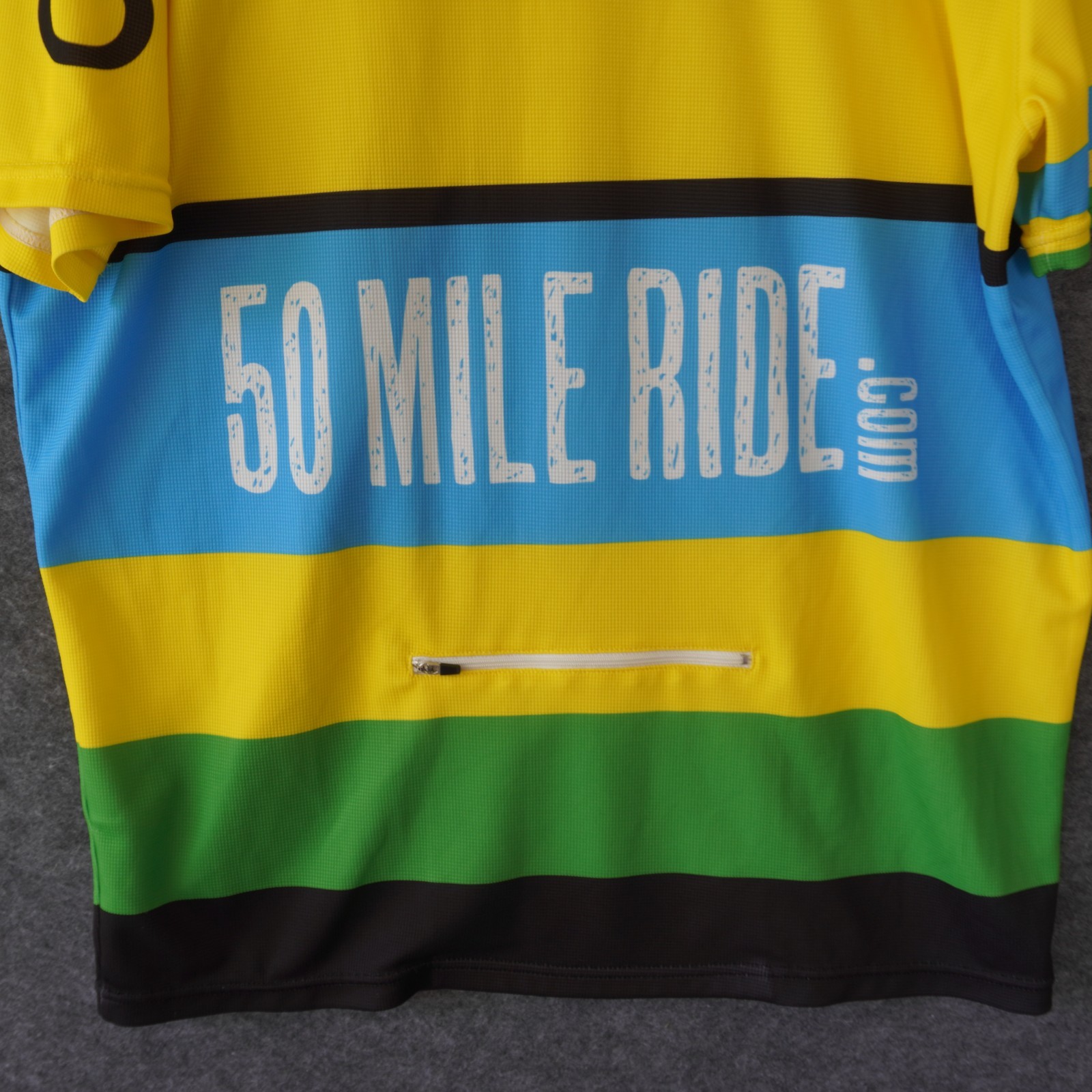 Nimblewear Rwanda Cycling Jersey XL Yellow Blue Short Sleeve Polyester 50 Mile R
