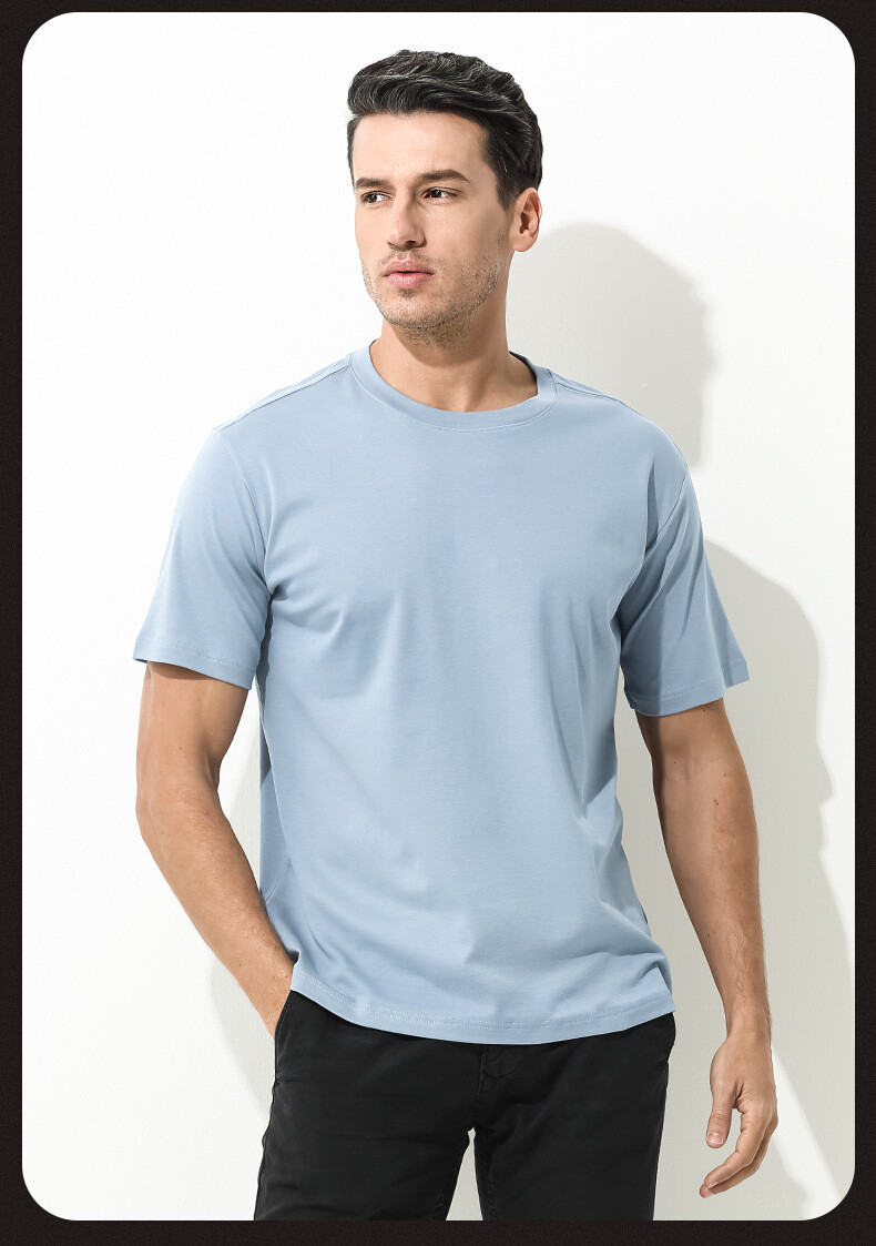 Men’s Casual Round Neck Base Shirt New Short Sleeve Antibacterial Summer T-Shirt