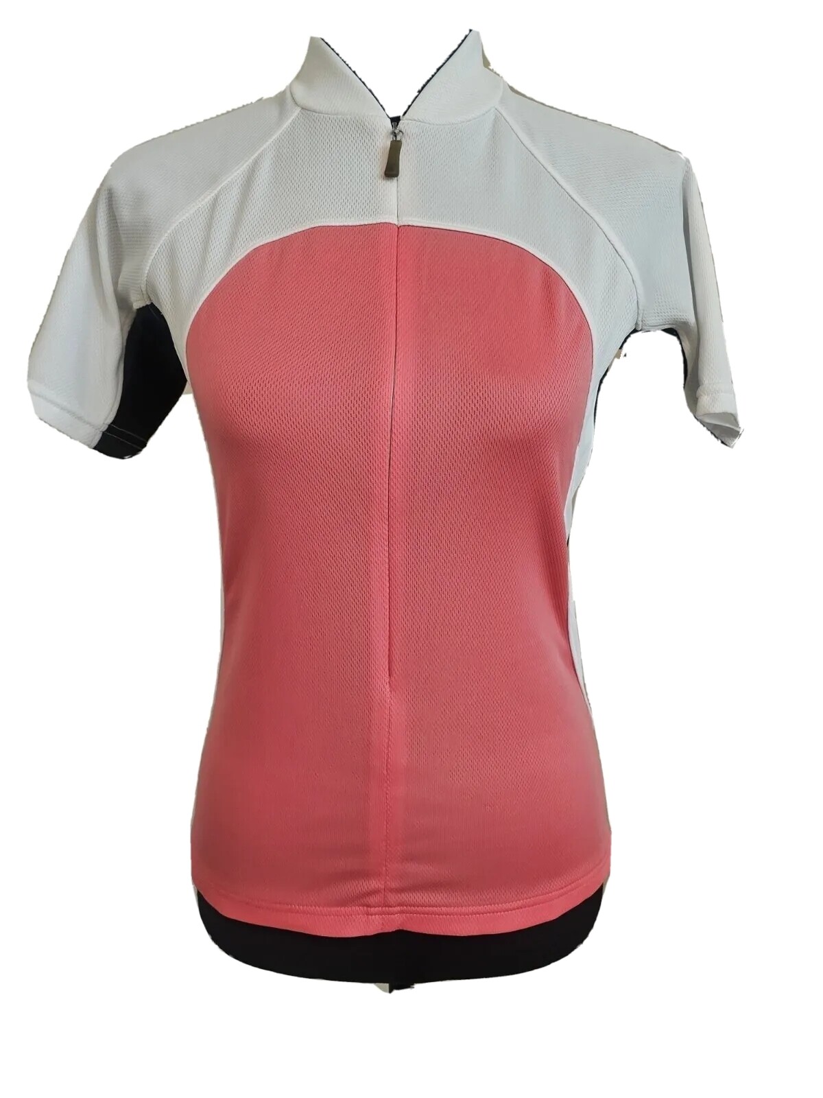 Louis Garneau Women’s Cycling Jersey Pink White Black 3/4 Zip Size Small